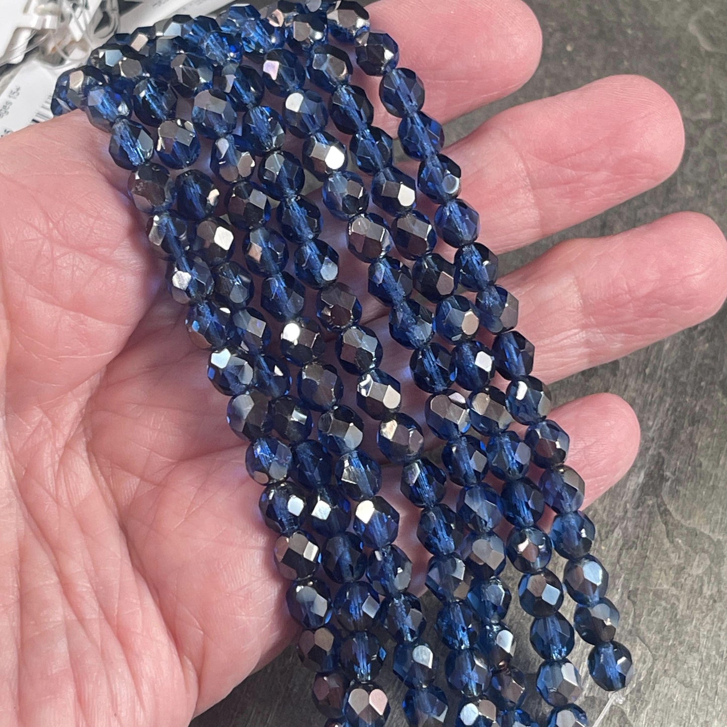 Czech Glass Beads - 6mm Faceted Round Beads, Sapphire Celsian (FP6/SM-z3005) * Qty. 25