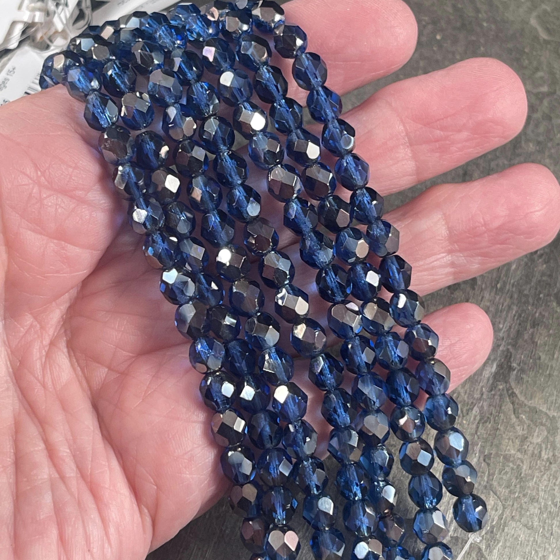 Czech Glass Beads - 6mm Faceted Round Beads, Sapphire Celsian (FP6/SM-z3005) * Qty. 25