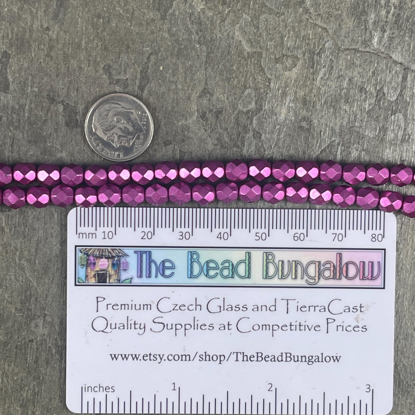 Czech Glass Beads - 6mm Faceted Round Beads, Metallic Yarrow Pink (FP6/SM-77062) * Qty. 25