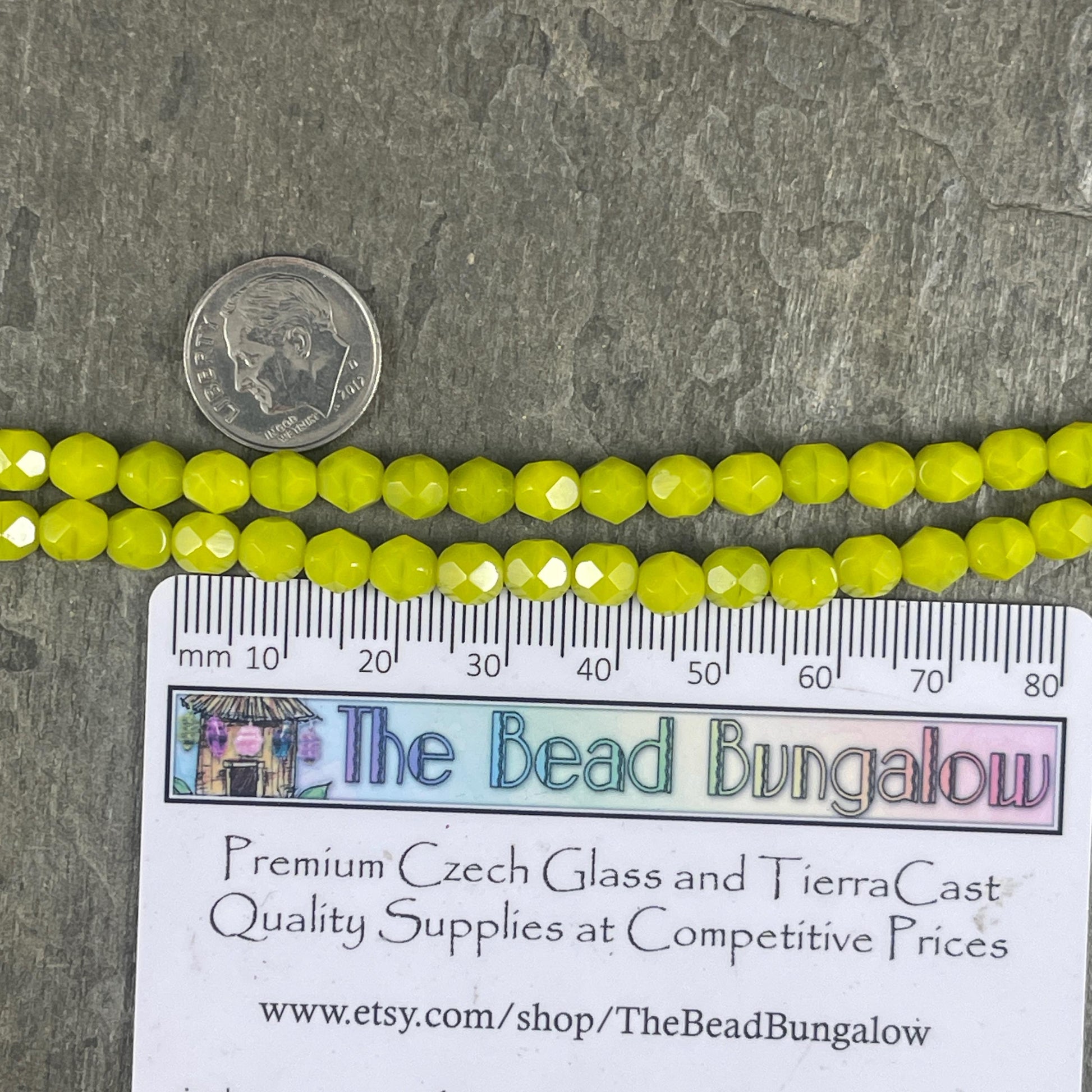 Czech Glass Beads - 6mm Faceted Round Beads, Chartreuse (FP6/SM-84020) * Qty. 25