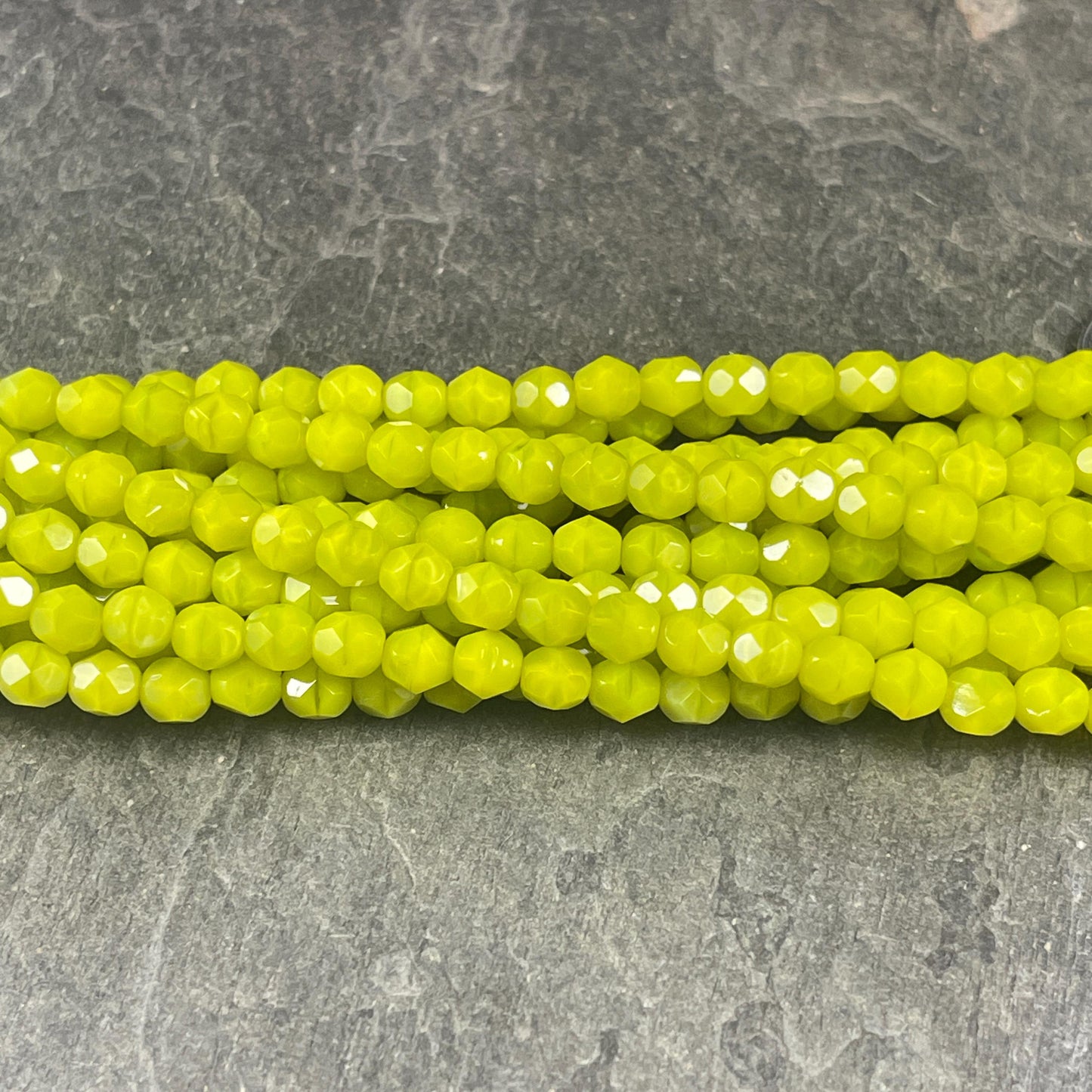 Czech Glass Beads - 6mm Faceted Round Beads, Chartreuse (FP6/SM-84020) * Qty. 25