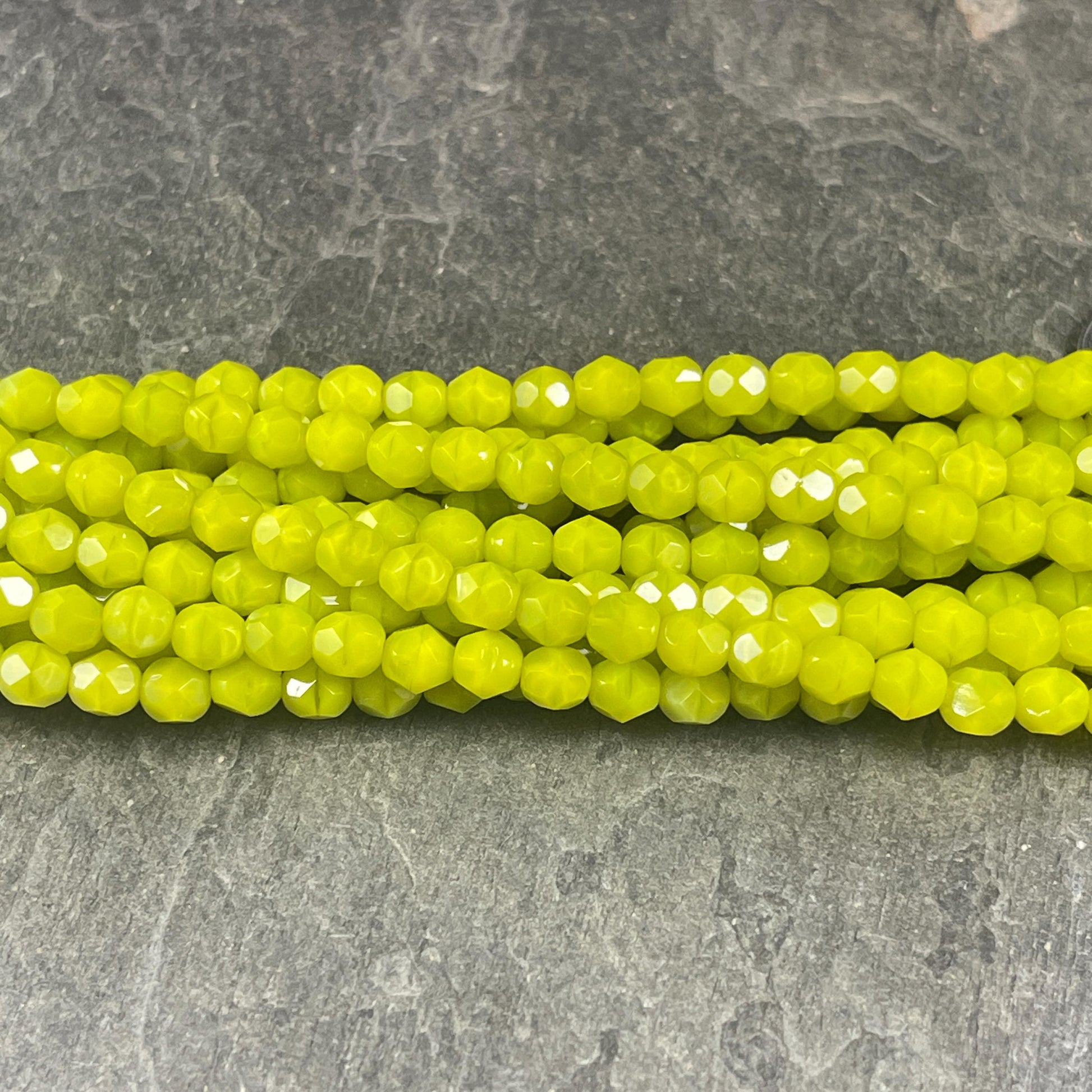 Czech Glass Beads - 6mm Faceted Round Beads, Chartreuse (FP6/SM-84020) * Qty. 25