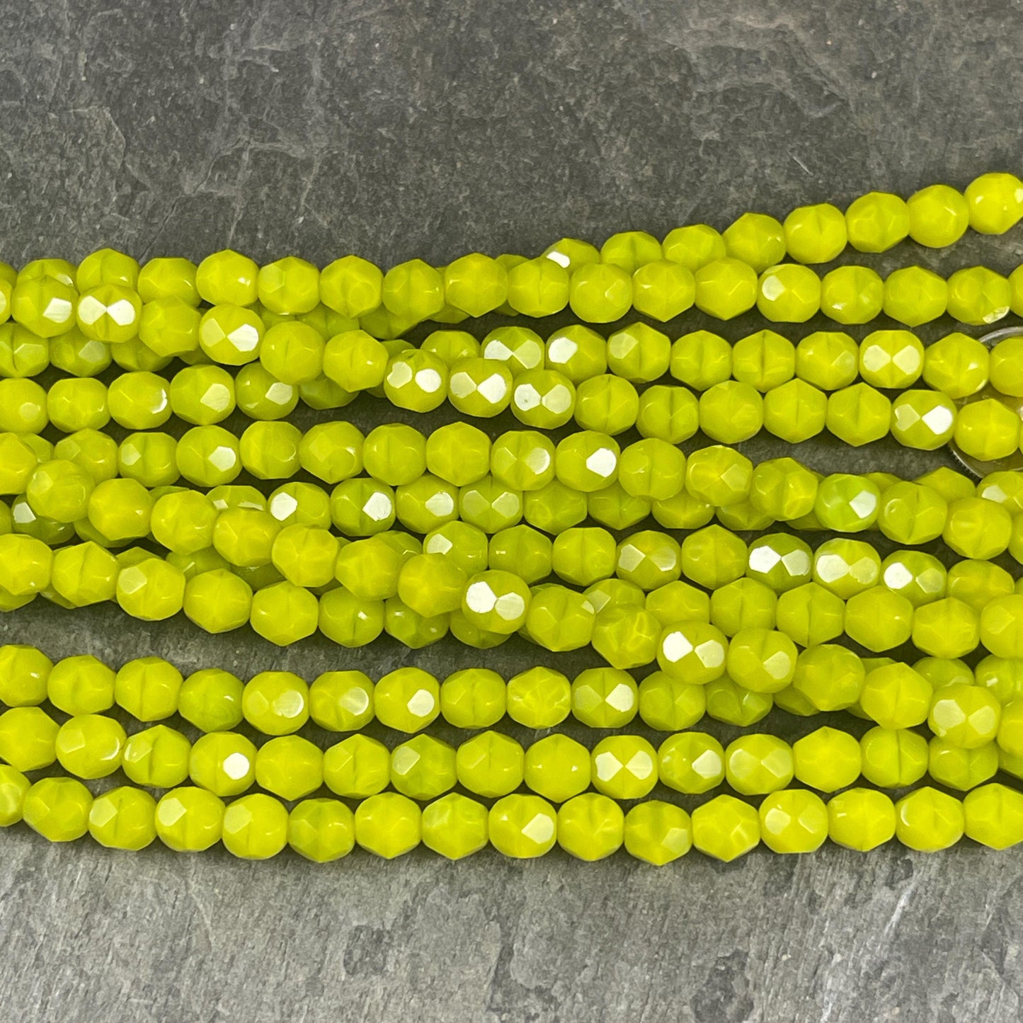 Czech Glass Beads - 6mm Faceted Round Beads, Chartreuse (FP6/SM-84020) * Qty. 25