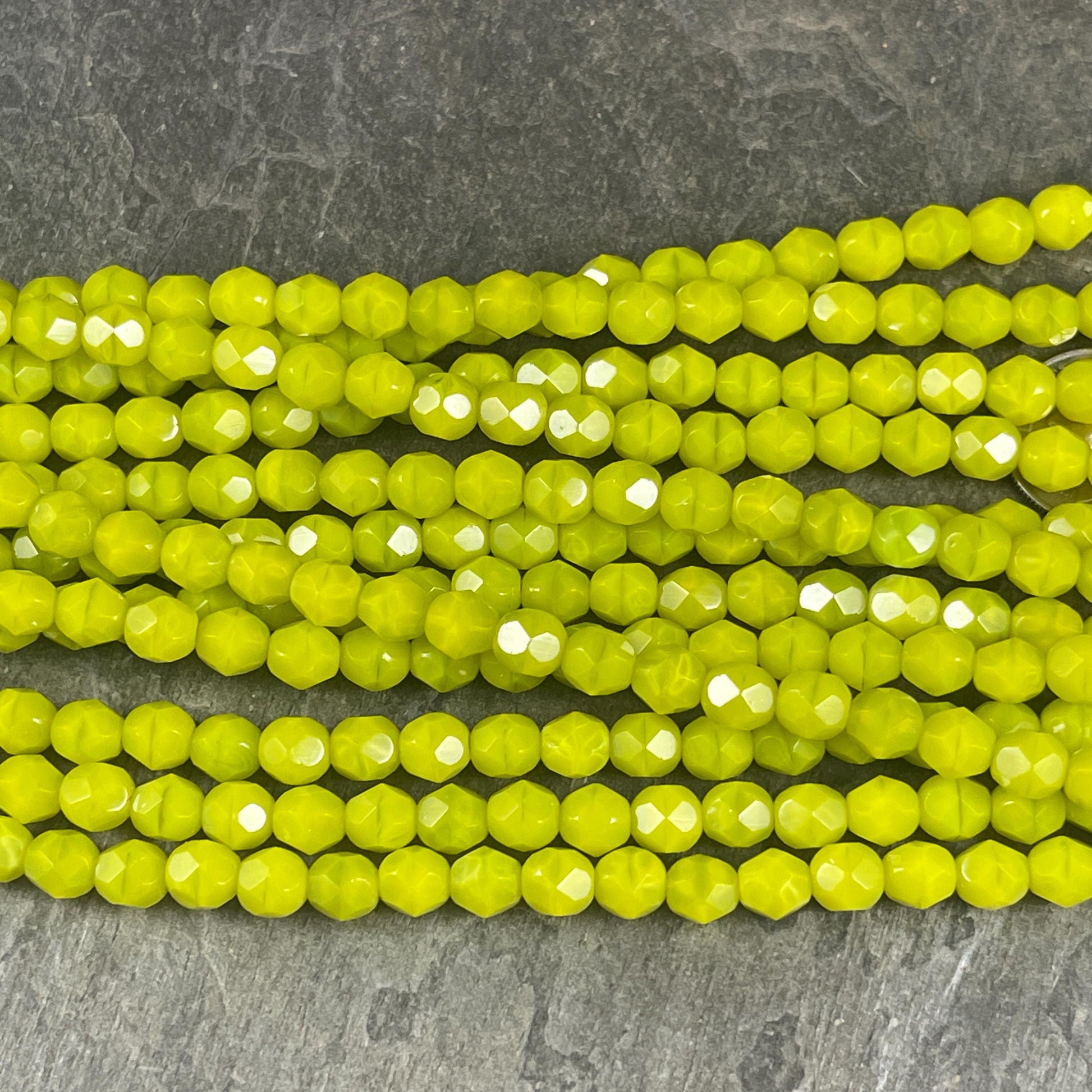 Czech Glass Beads - 6mm Faceted Round Beads, Chartreuse (FP6/SM-84020) * Qty. 25