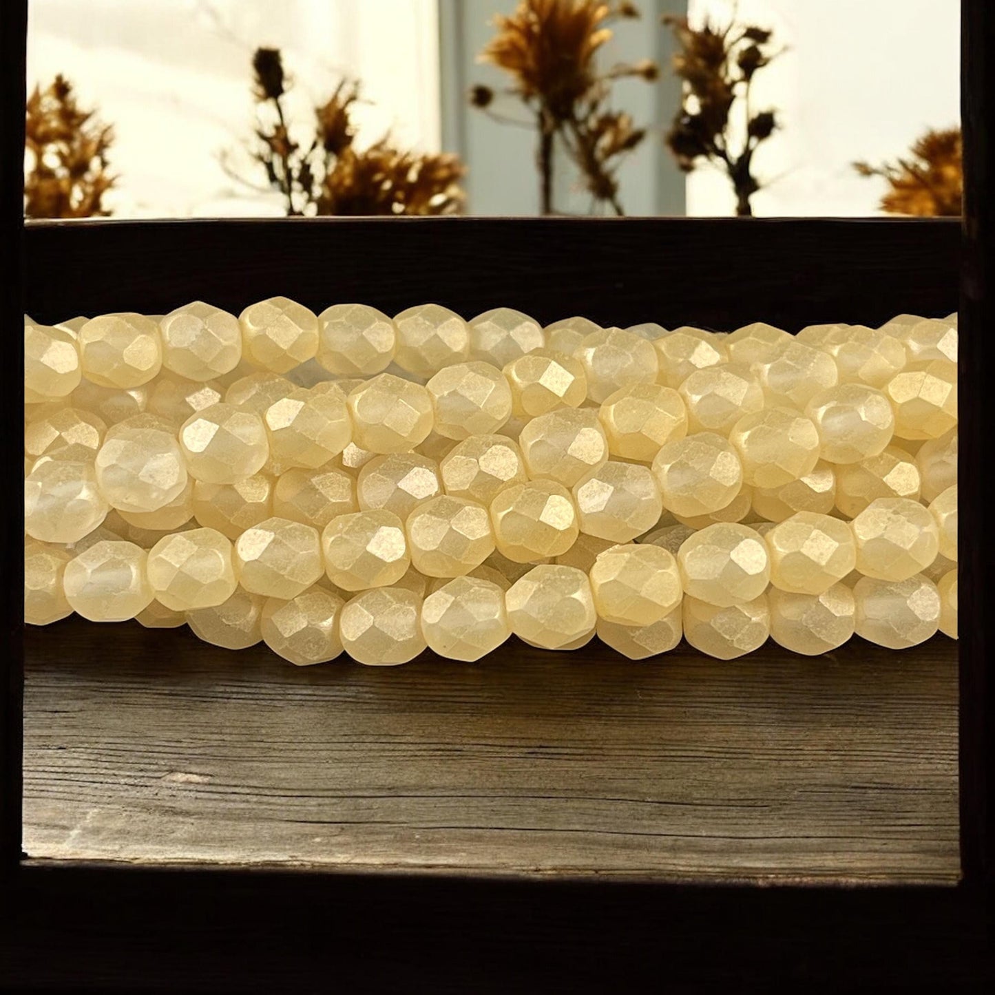 Czech Glass Beads - 6mm Faceted Round Beads, Soft Golden Yellow (FP6/SM-79081CR) * Qty. 25