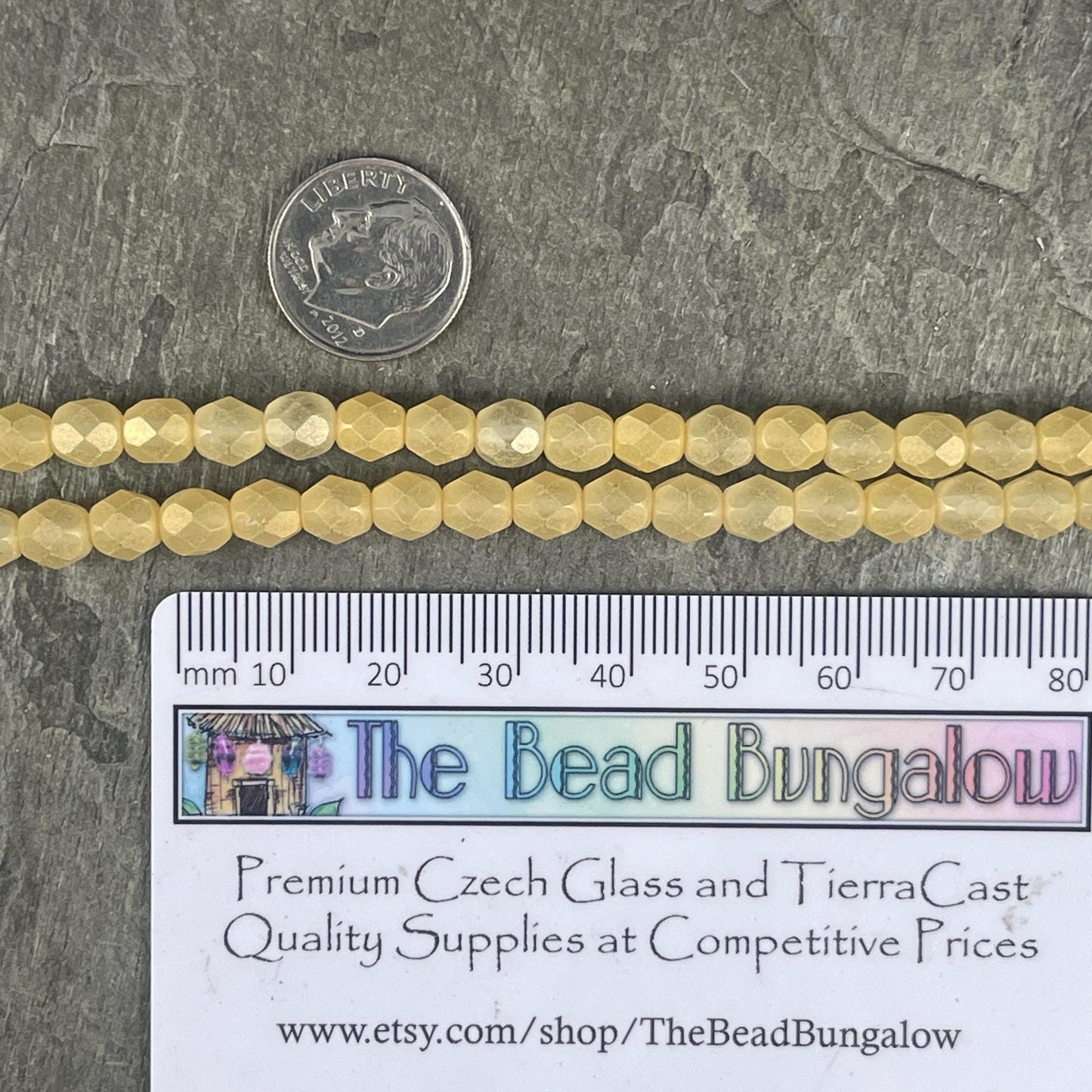 Czech Glass Beads - 6mm Faceted Round Beads, Soft Golden Yellow (FP6/SM-79081CR) * Qty. 25