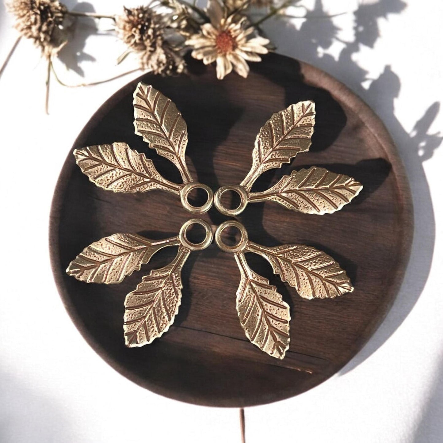 Antiqued Brass Double Leaf Charms, Nature Theme Charms, Floral Designs (A134) * Qty. 6