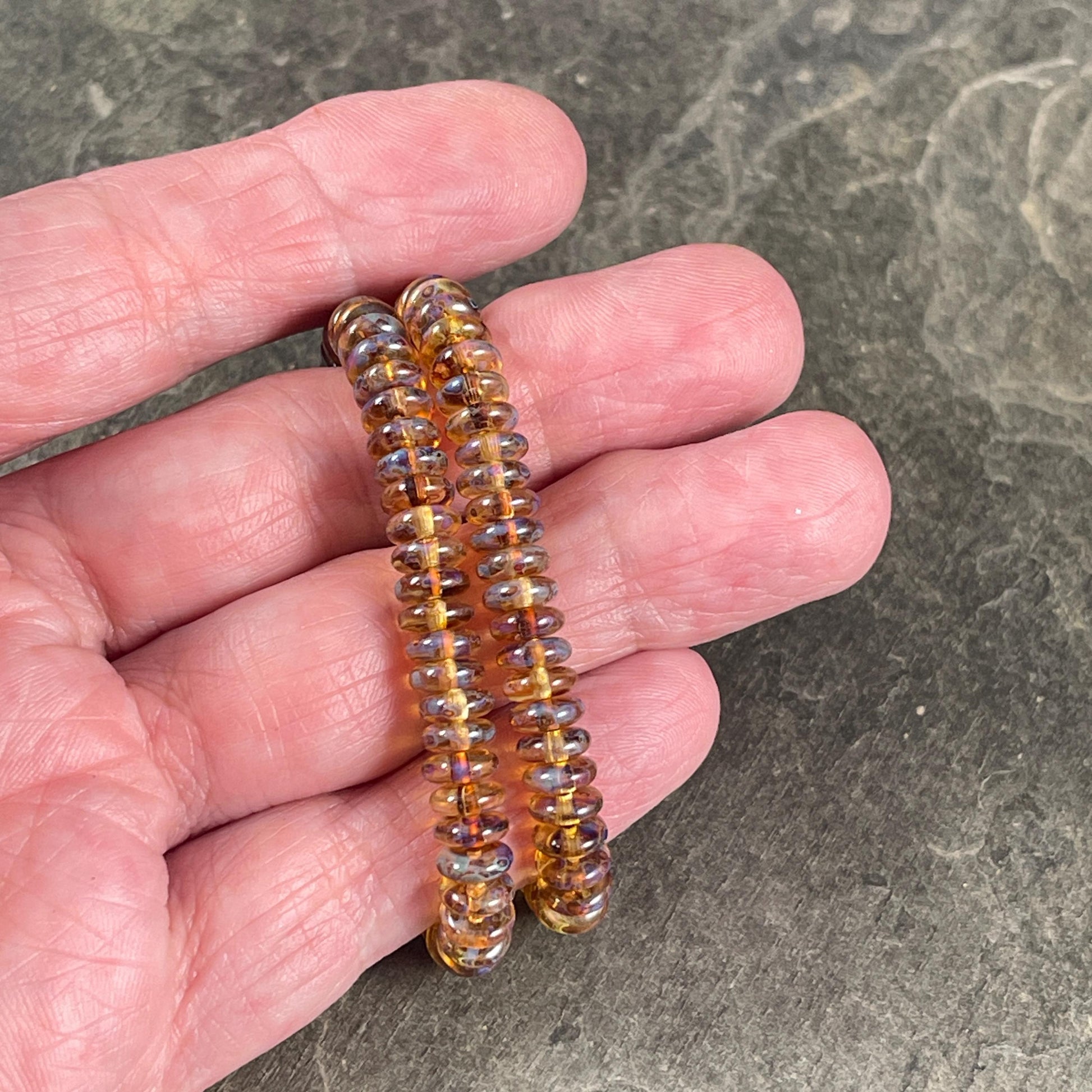Czech Glass Beads - 6x2mm Heishi Rondelle, Transparent with Full Picasso (DSC/2066) * Qty. 50