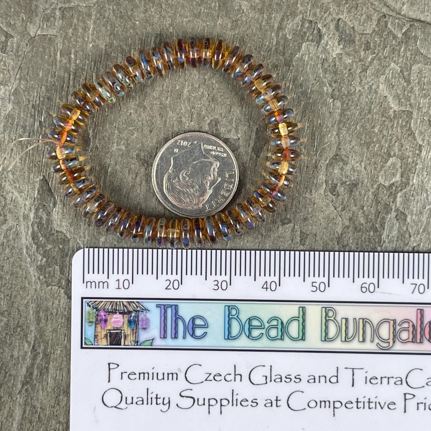 Czech Glass Beads - 6x2mm Heishi Rondelle, Transparent with Full Picasso (DSC/2066) * Qty. 50