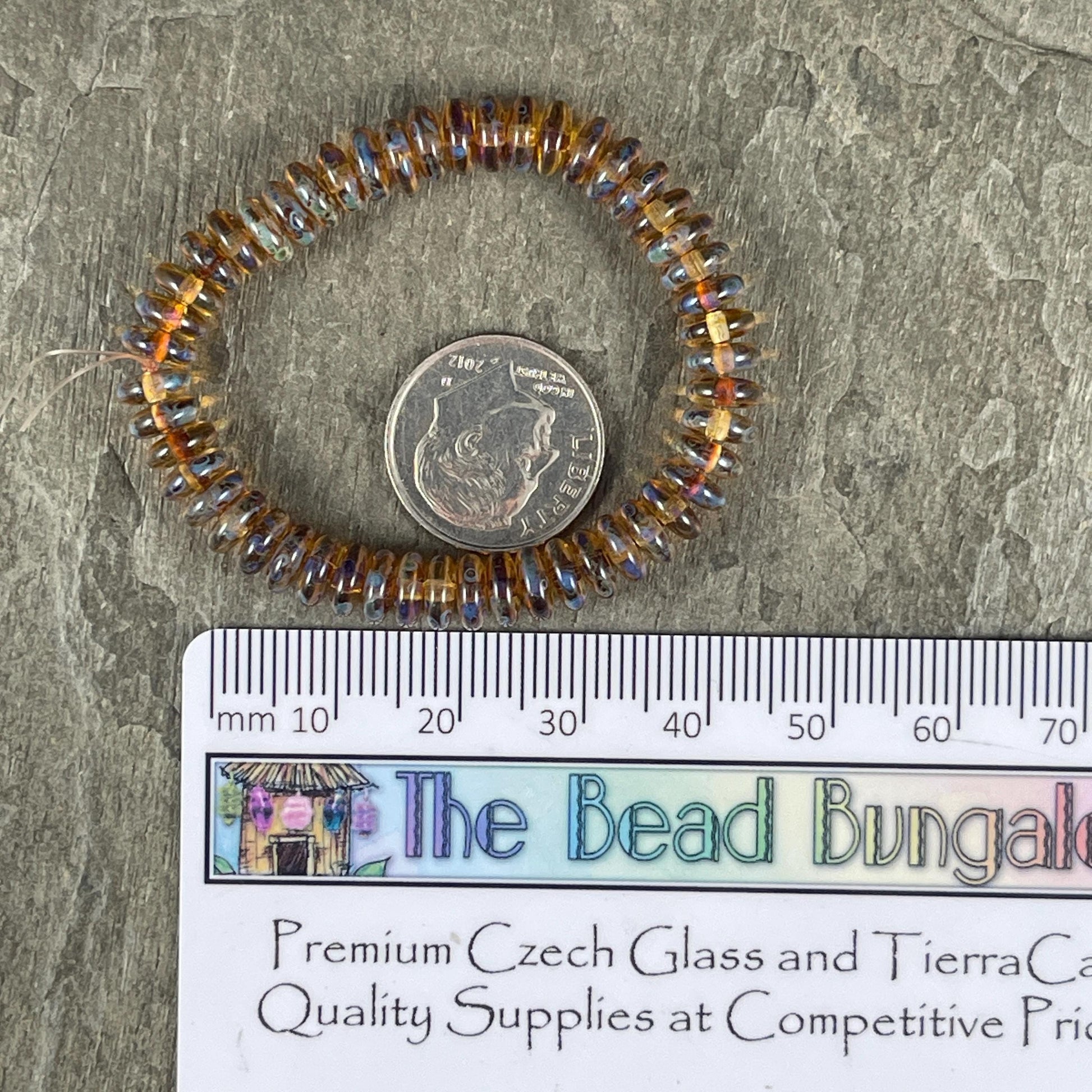 Czech Glass Beads - 6x2mm Heishi Rondelle, Transparent with Full Picasso (DSC/2066) * Qty. 50