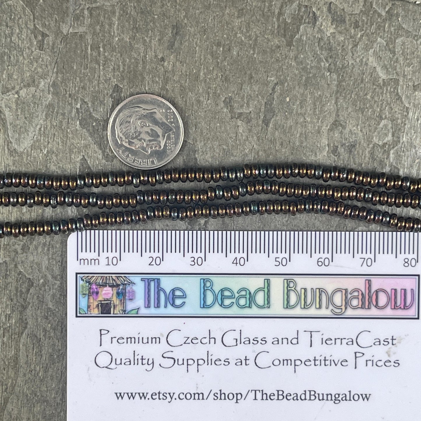 Czech Glass Beads - 3x2mm Rondelle - Jet Black Bronze Vega (RD3/SM-Y2398) * Qty. 50