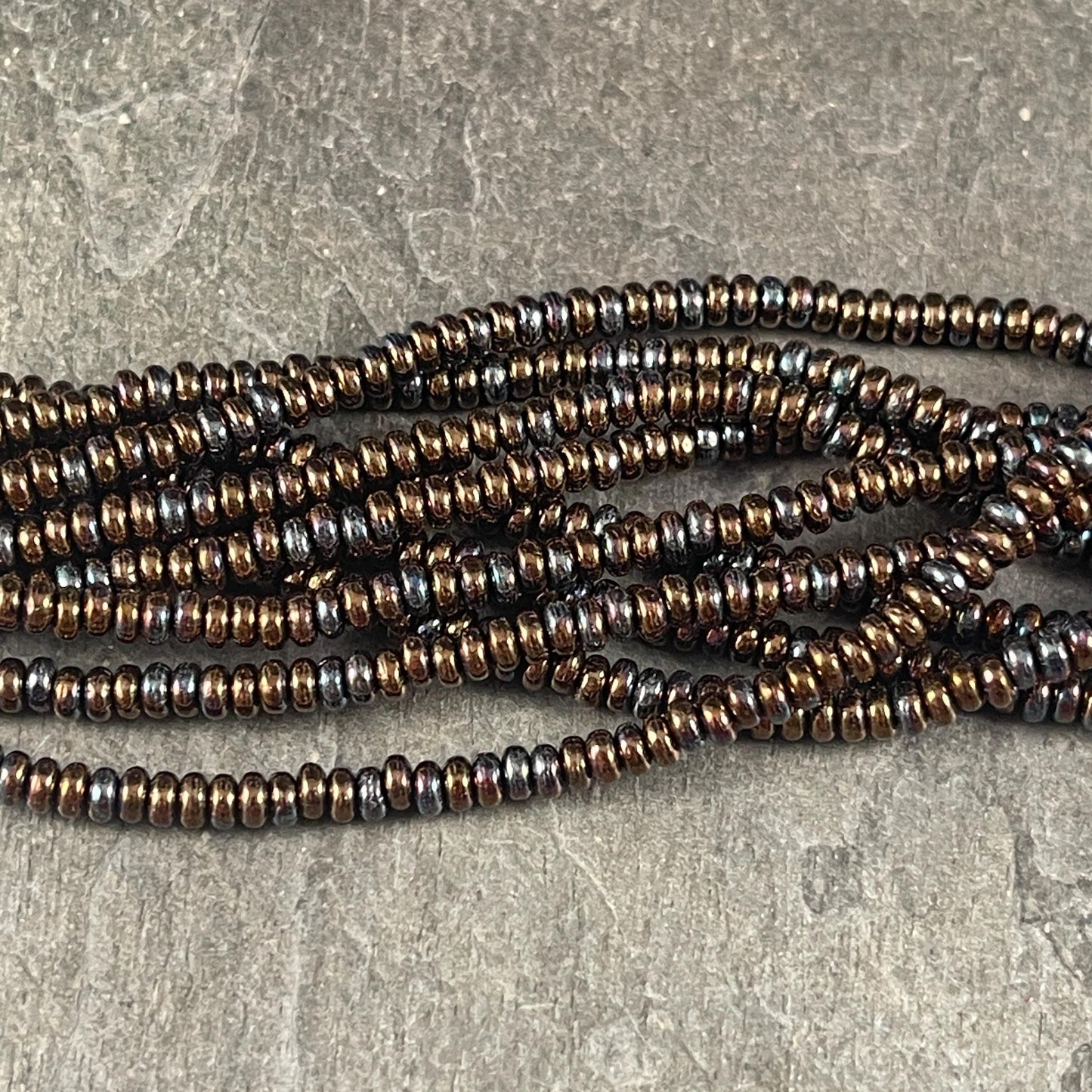 Czech Glass Beads - 3x2mm Rondelle - Jet Black Bronze Vega (RD3/SM-Y2398) * Qty. 50