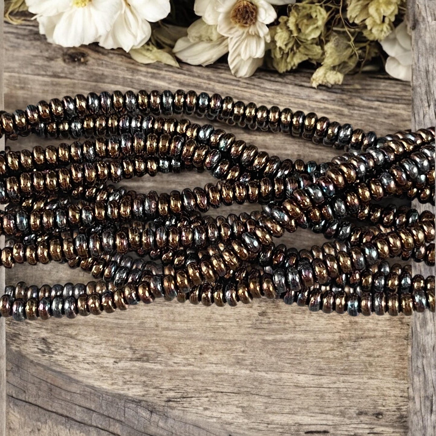 Czech Glass Beads - 3x2mm Rondelle - Jet Black Bronze Vega (RD3/SM-Y2398) * Qty. 50