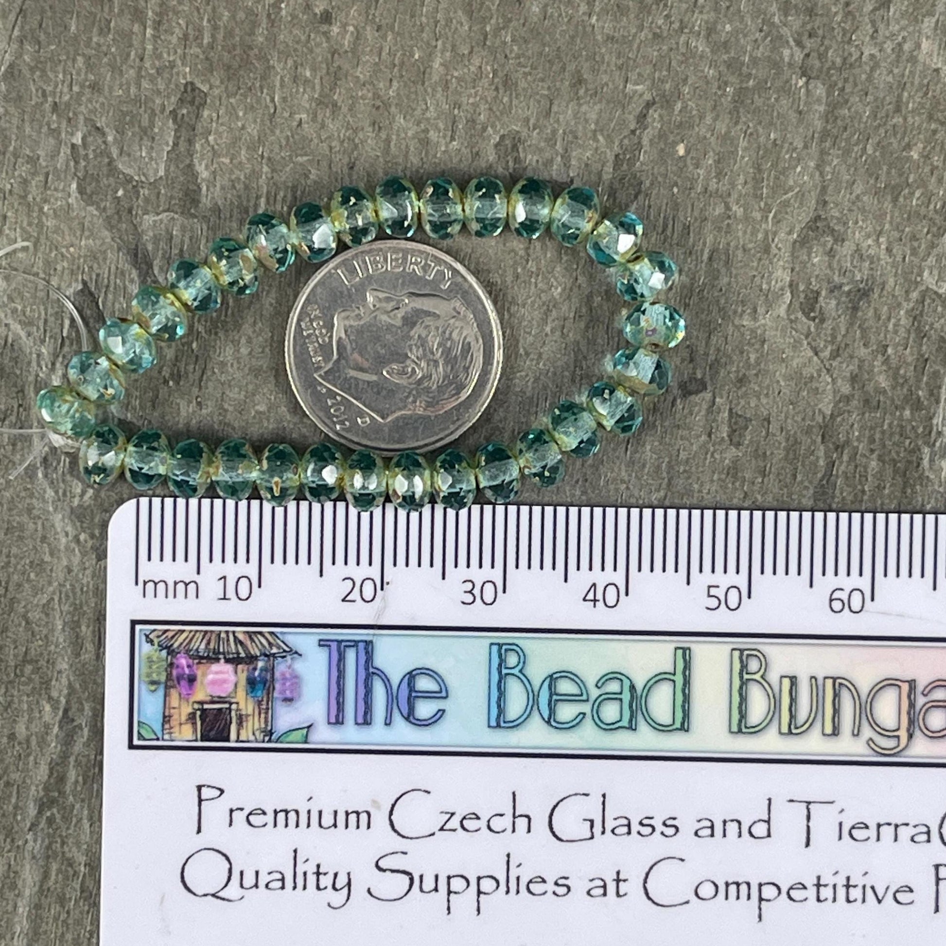 Czech Glass Beads - 5x3mm Faceted Glass Rondelle, Transparent Light Aqua Picasso (R5/N-0516) * Qty. 30