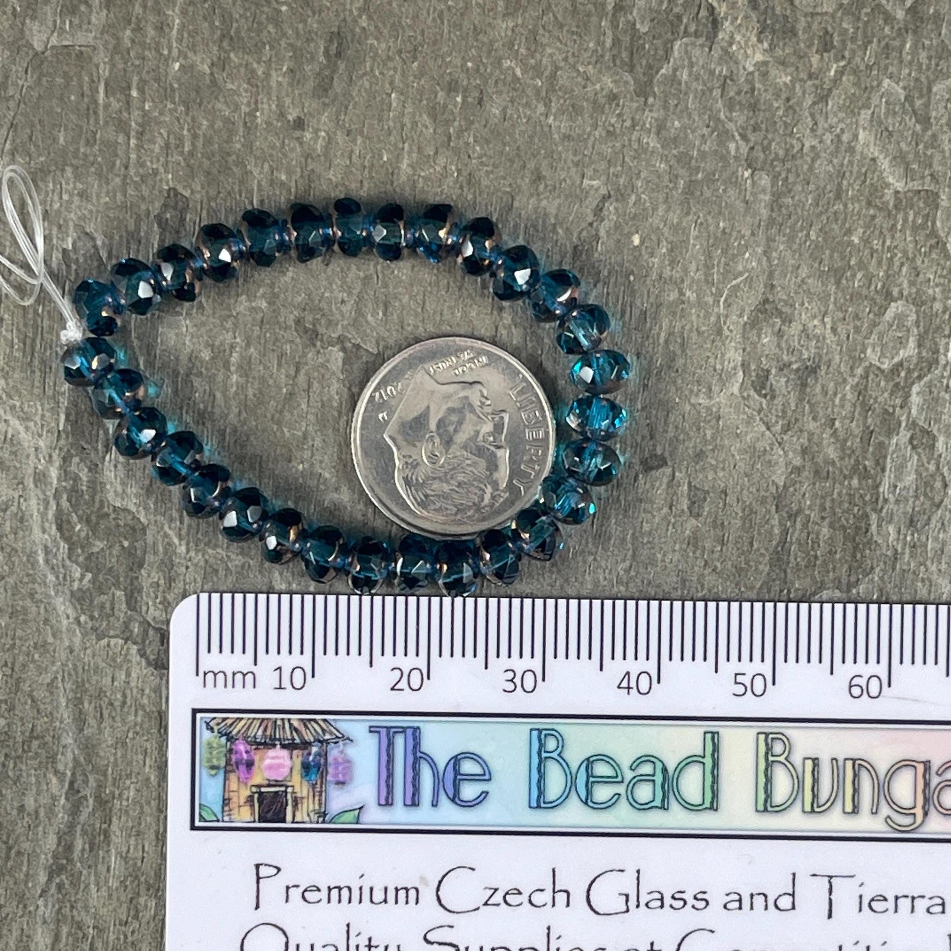 Czech Beads - 5x3mm Faceted Rondelles, Transparent Capri Blue with Bronze Picasso (R5/N-0397) * 30 Beads