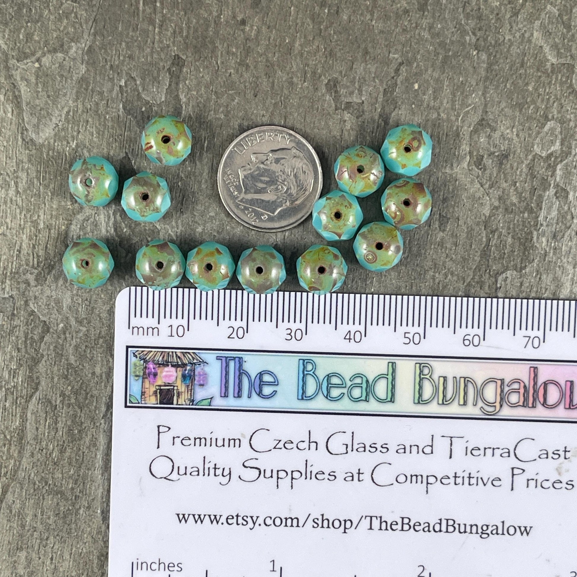 Czech Glass Beads - 8x6mm Faceted Rondelles ~Seafoam Green Silk Picasso Beads (R8/N-0699) * Qty. 25
