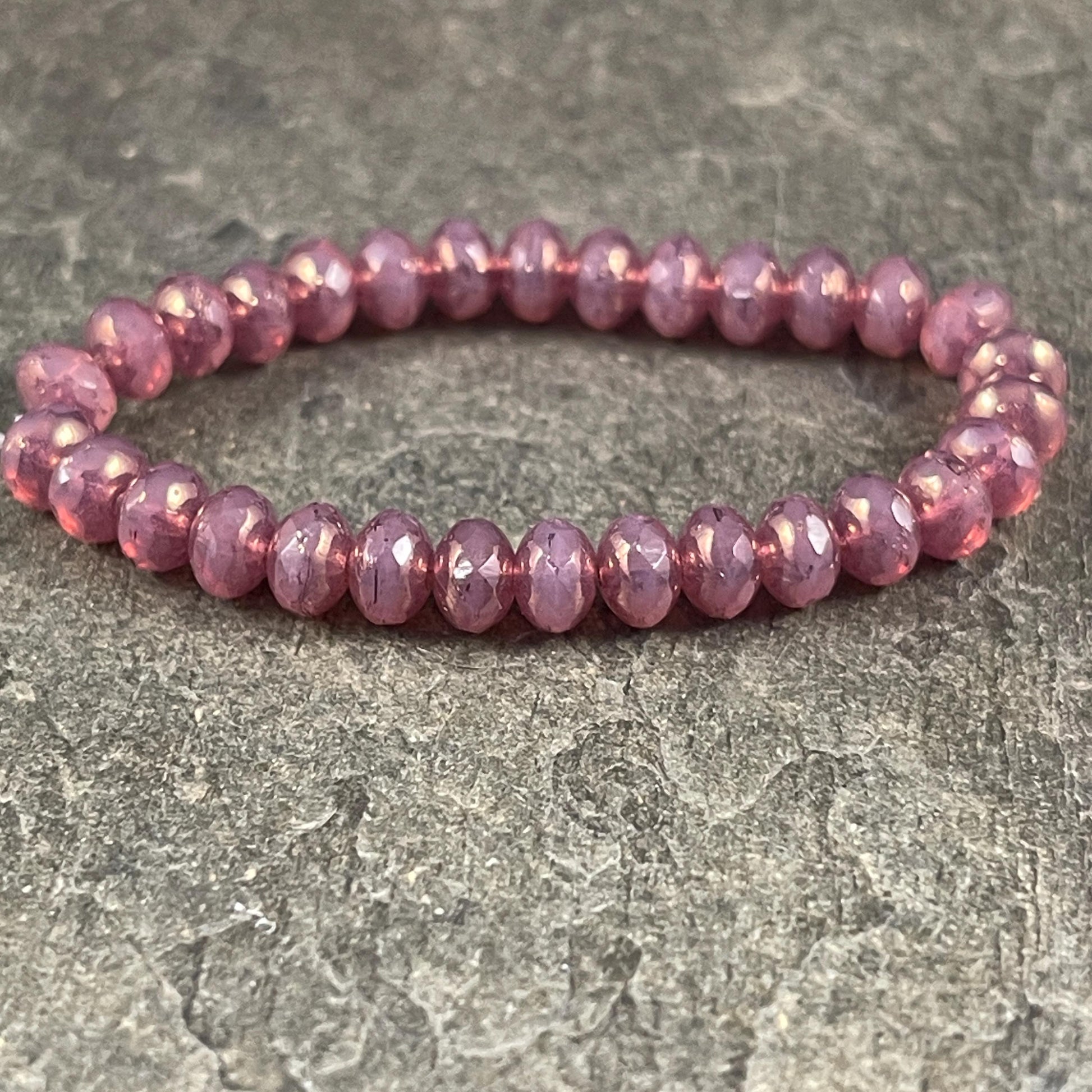 Czech Glass Beads - 5x3mm Faceted Rondelle, Rosewood, Mauve Silk Picasso Beads (R5/N-0718) * Qty. 30
