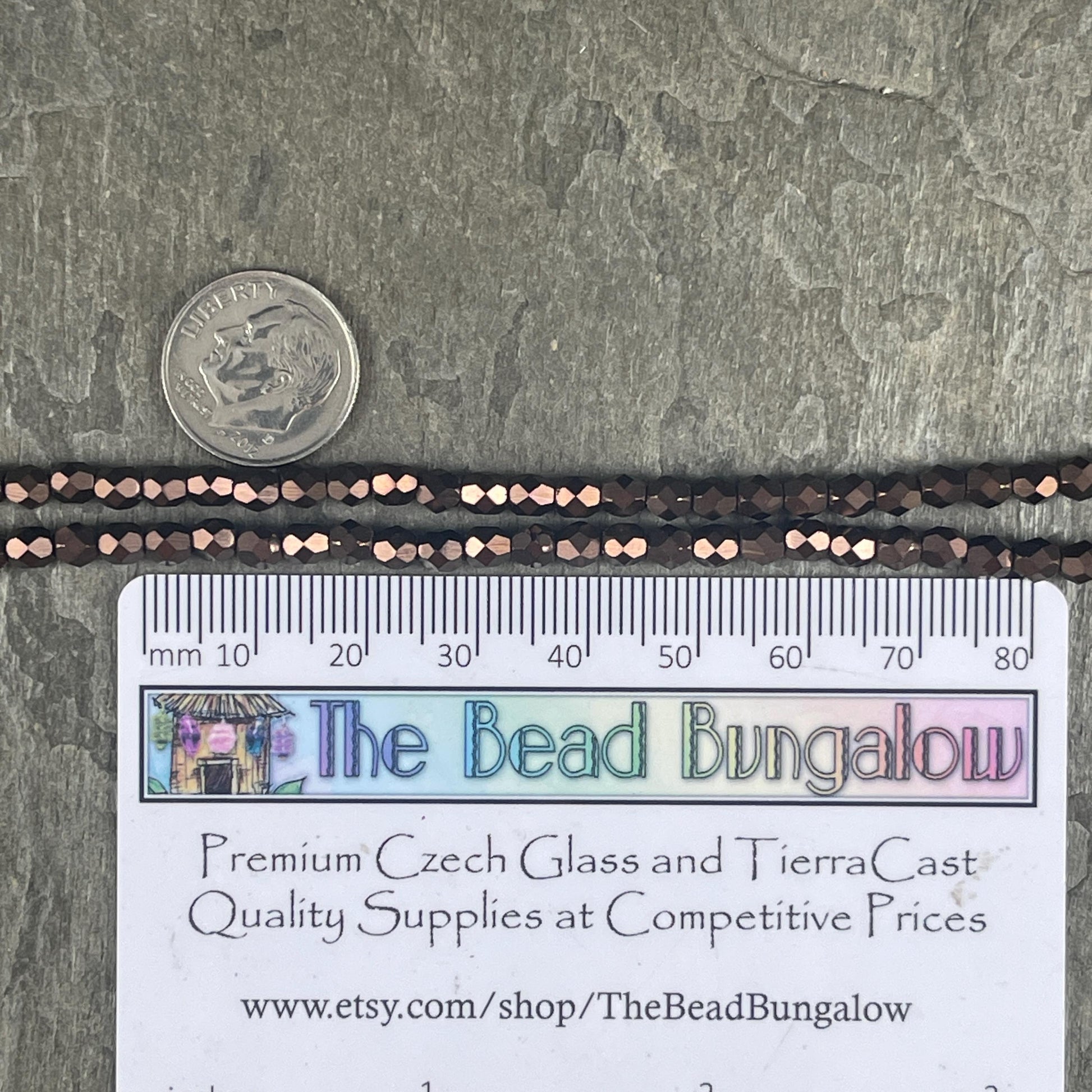 Czech Glass Beads - 4mm Faceted Round Bronze Spacer Beads, Matte Bronze Metallic (FP4/SM-M14415) * Qty. 50