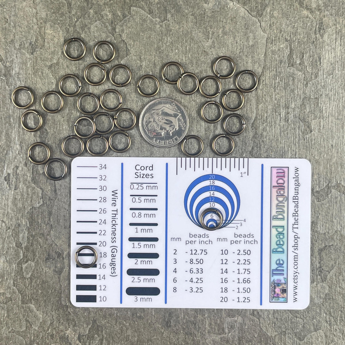 8mm Round Jump Rings, 16g Open, Antiqued Brass (FMG/5171) * Qty. 50