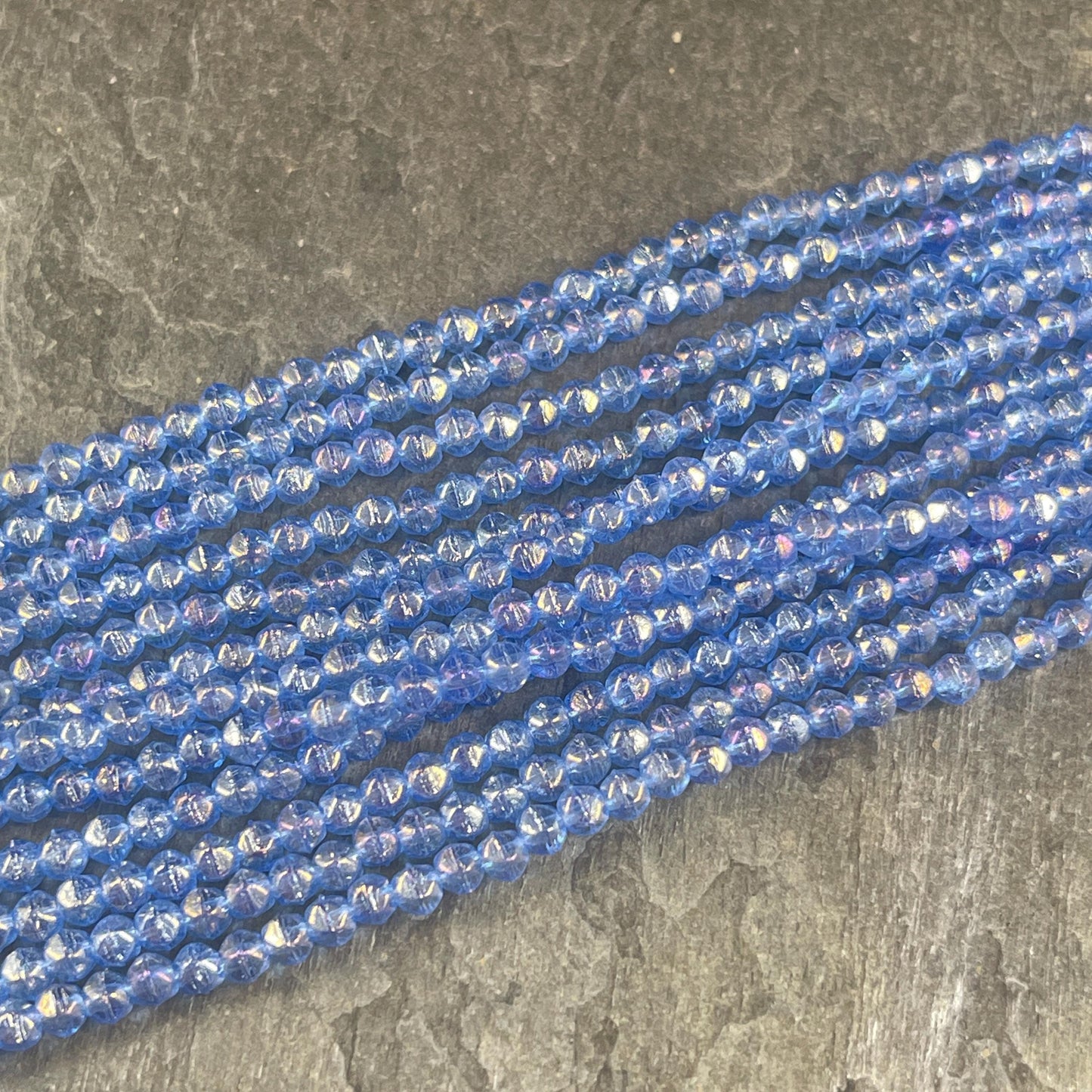 Czech Glass Beads - 3mm English Cut, Sapphire Blue with Luster Iris (EC/SM-LR3005) * Qty. 50