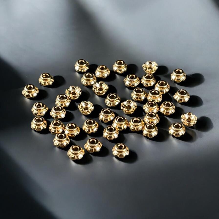 TierraCast Gold 3.5mm Bead Caps - TINY 24k Gold Plated Bead Caps, Scalloped Petals (PF/790-12) * Qty. 50