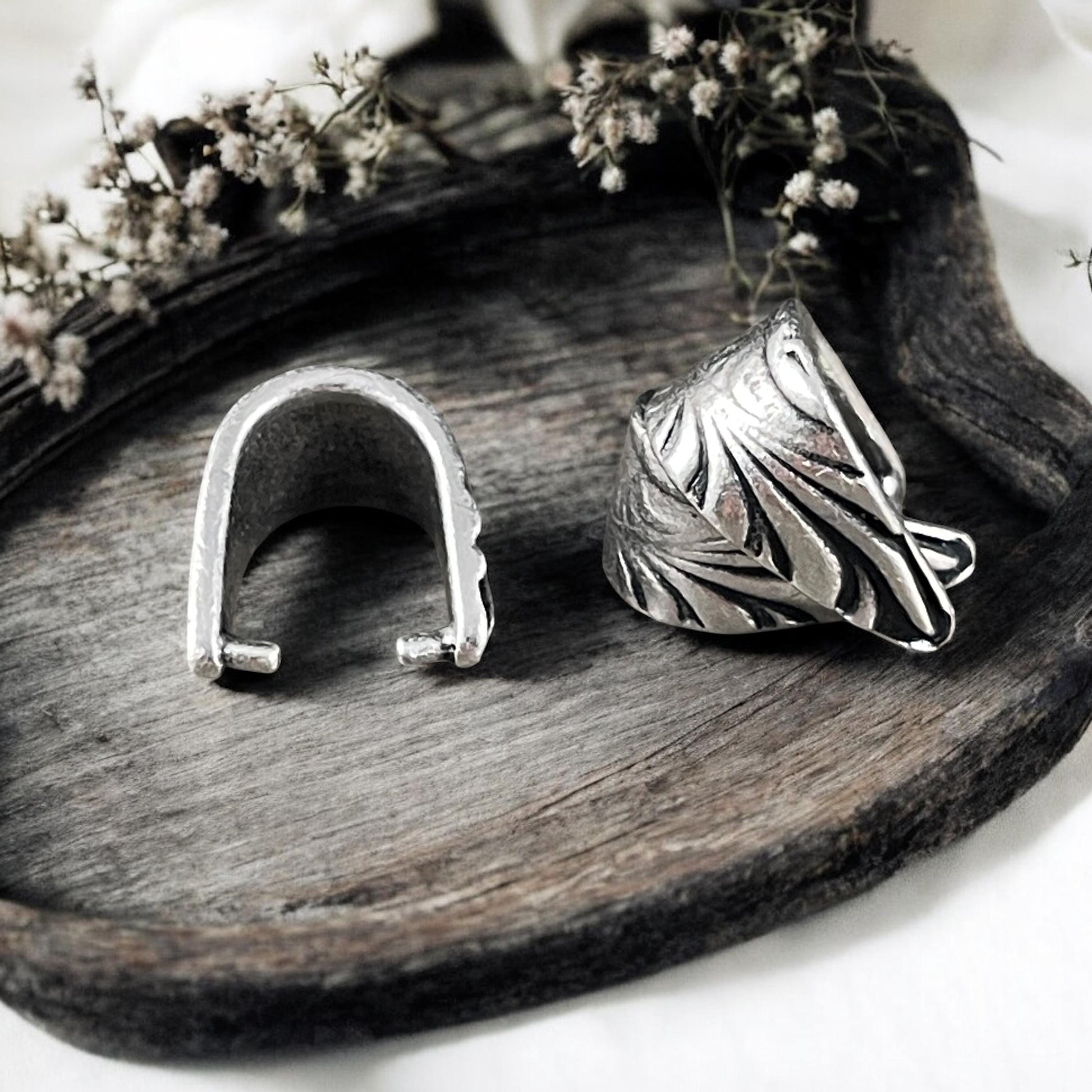 TierraCast Antiqued Pewter Jardin Bail, Large 15.5mm Silver Pinch Bail with 12mm Grip Length (PF/886-04) * Qty. 2