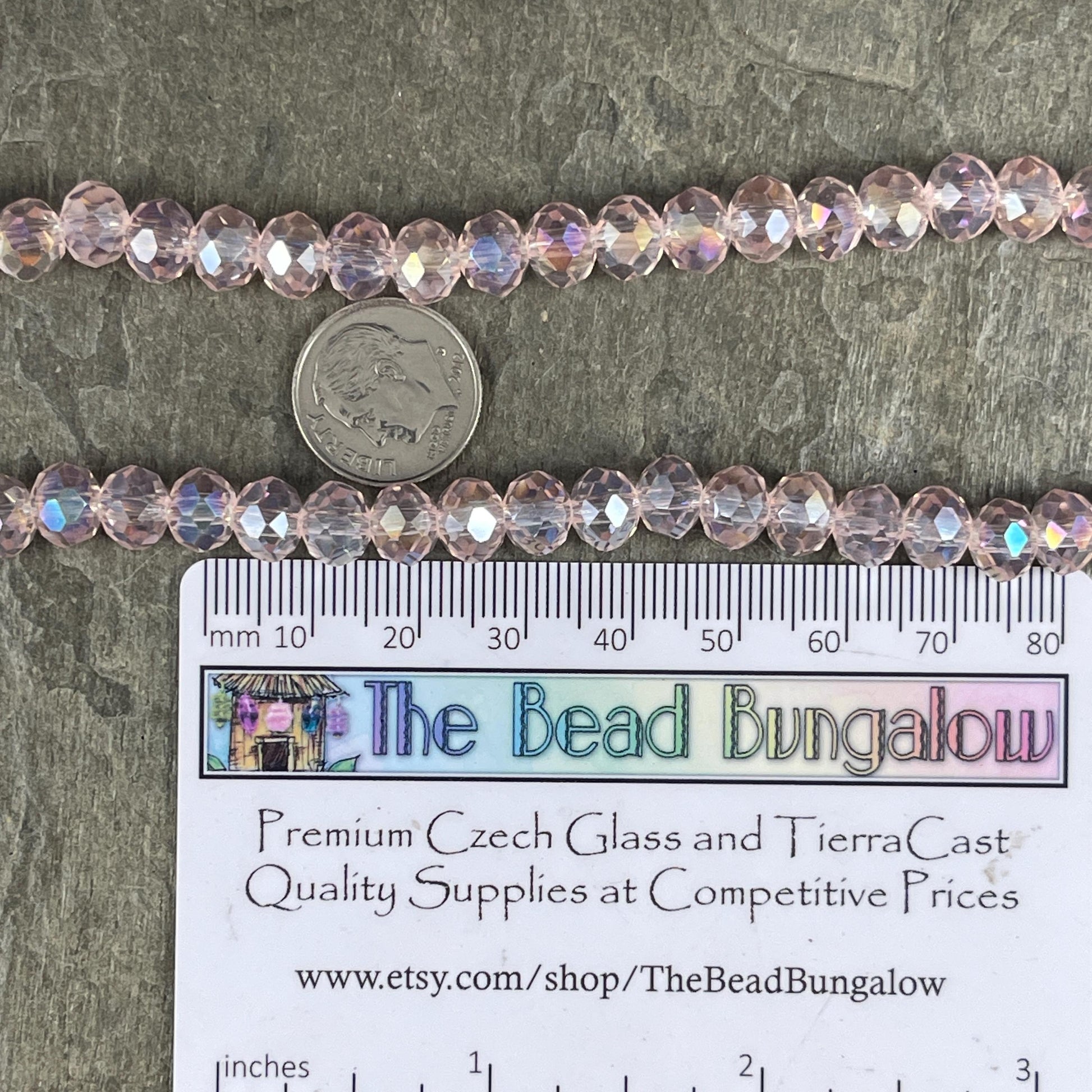 Transparent Light Pink 8x6mm Rondelle, Pastel, Blush Pink Faceted Glass Beads with AB Finish (BlushAB-8) * 36 Beads