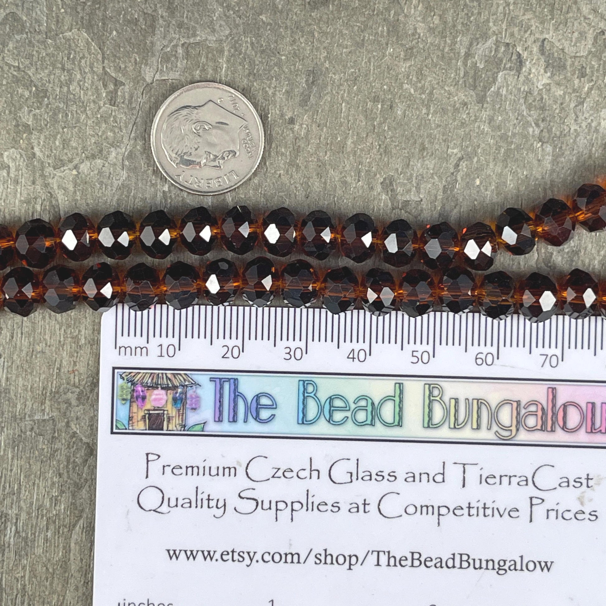 Transparent Dark Brown 8x6mm Rondelle, Root Beer Brown Faceted Glass Beads (DkTopaz-8) * 36 Beads