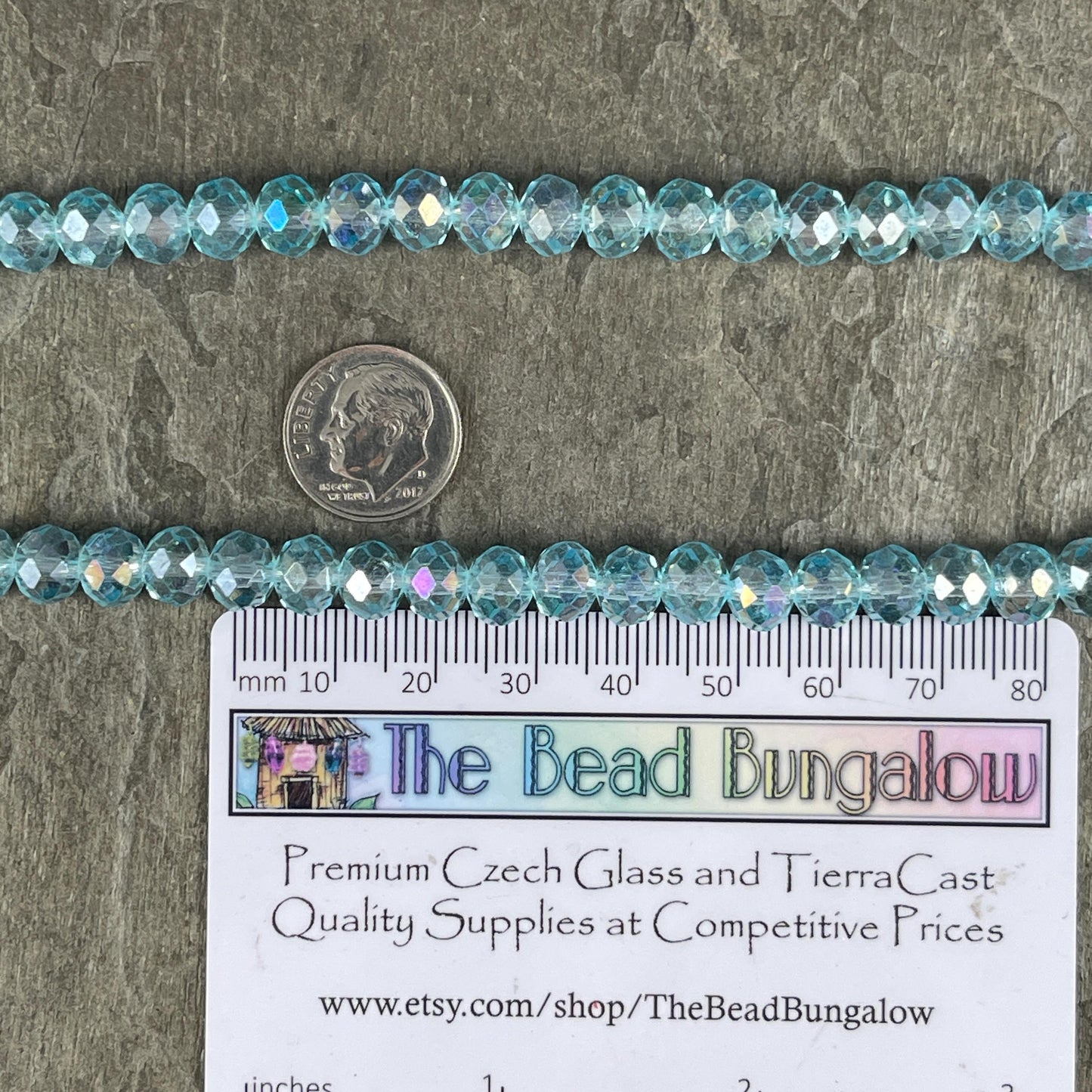 Transparent Aquamarine 8x6mm Rondelle, Light Blue Faceted Glass Beads with AB Finish (AquamarineAB-9) * 36 Beads