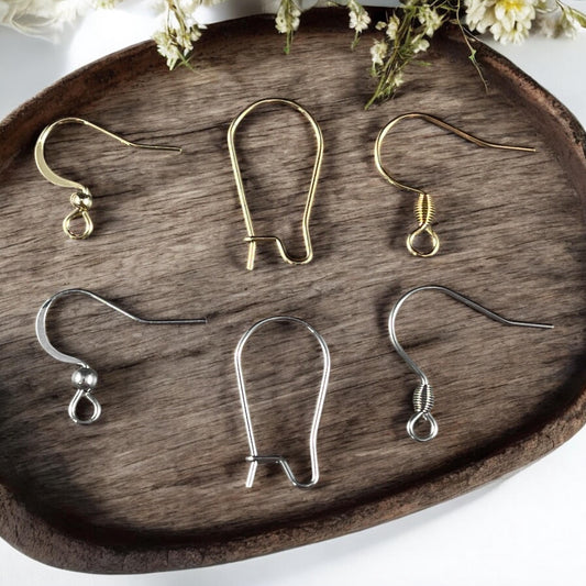 Hypoallergenic Stainless Steel Ear Wire Assortment, Kidney and Hooks with Coil or Ball (STAS-ASST) * Qty. 72