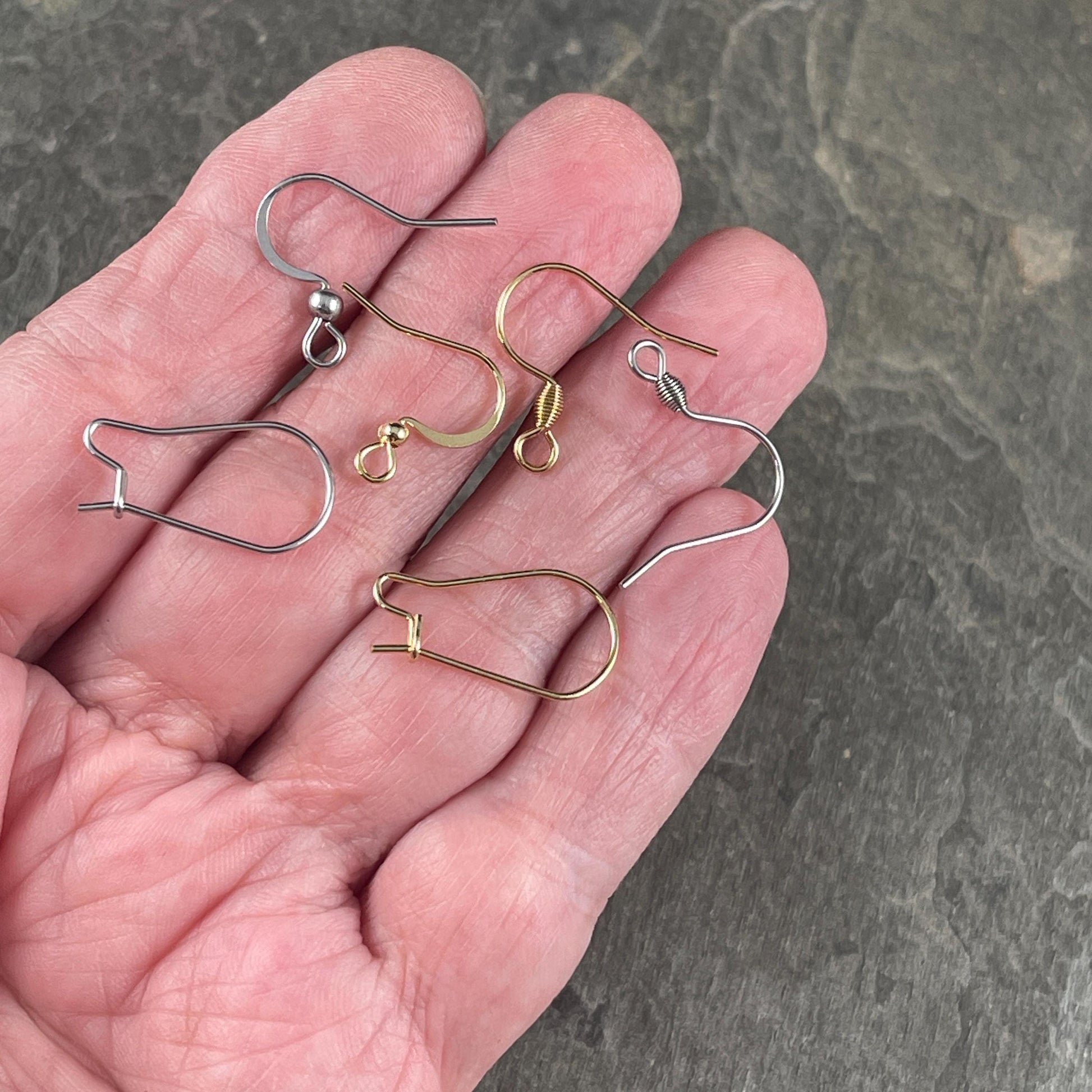 Hypoallergenic Stainless Steel Ear Wire Assortment, Kidney and Hooks with Coil or Ball (STAS-ASST) * Qty. 72