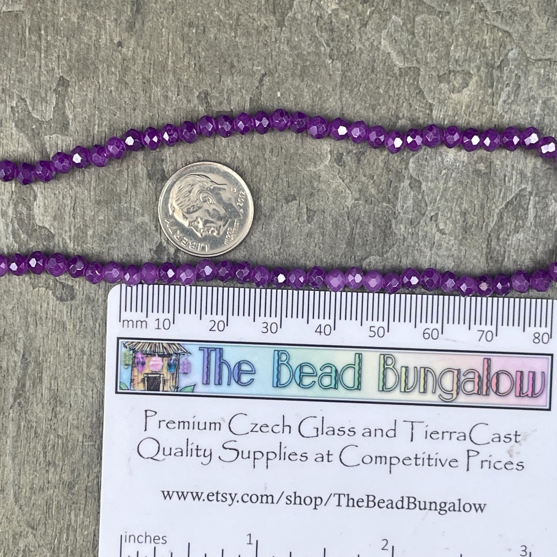 Neon Purple 4x3mm Faceted Glass Beads, Vibrant Purple Glass Beads (NeonPurple-4) * 100 Beads