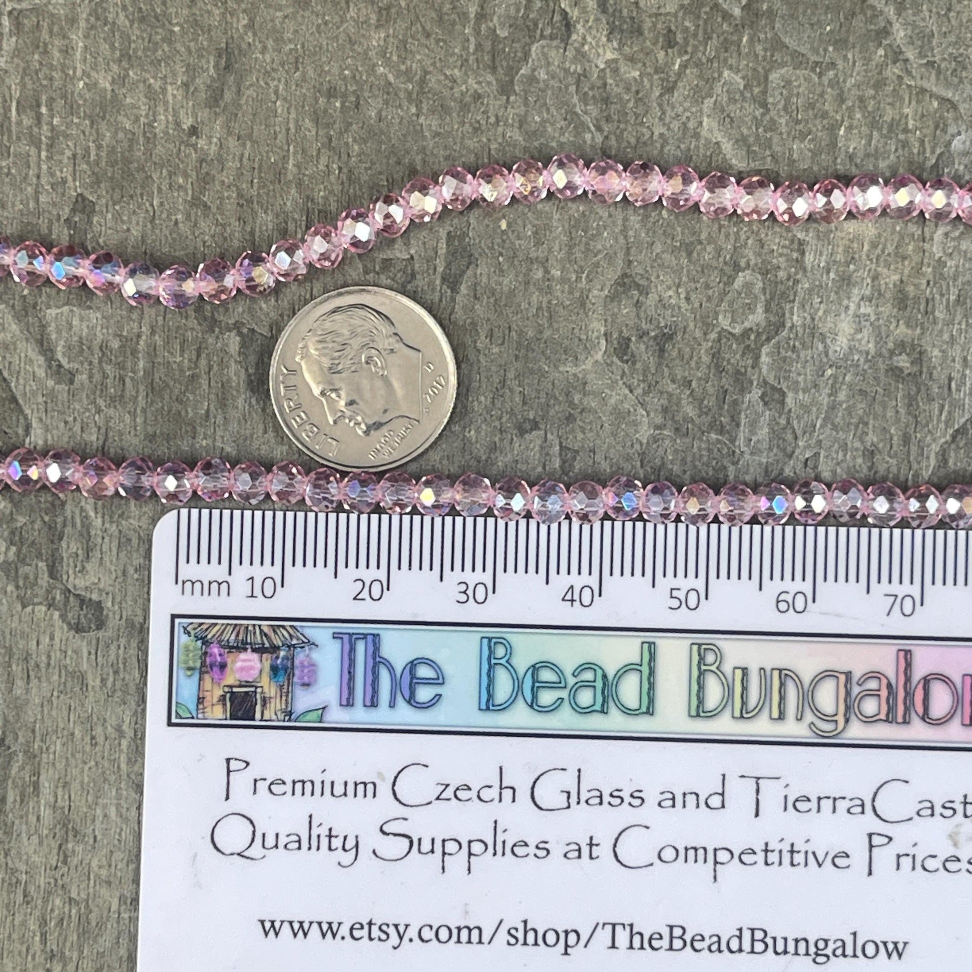 Transparent Pink 4x3mm Faceted Glass Beads, Light Rose with AB Finish (Lt.RosePink-4) * 100 Beads