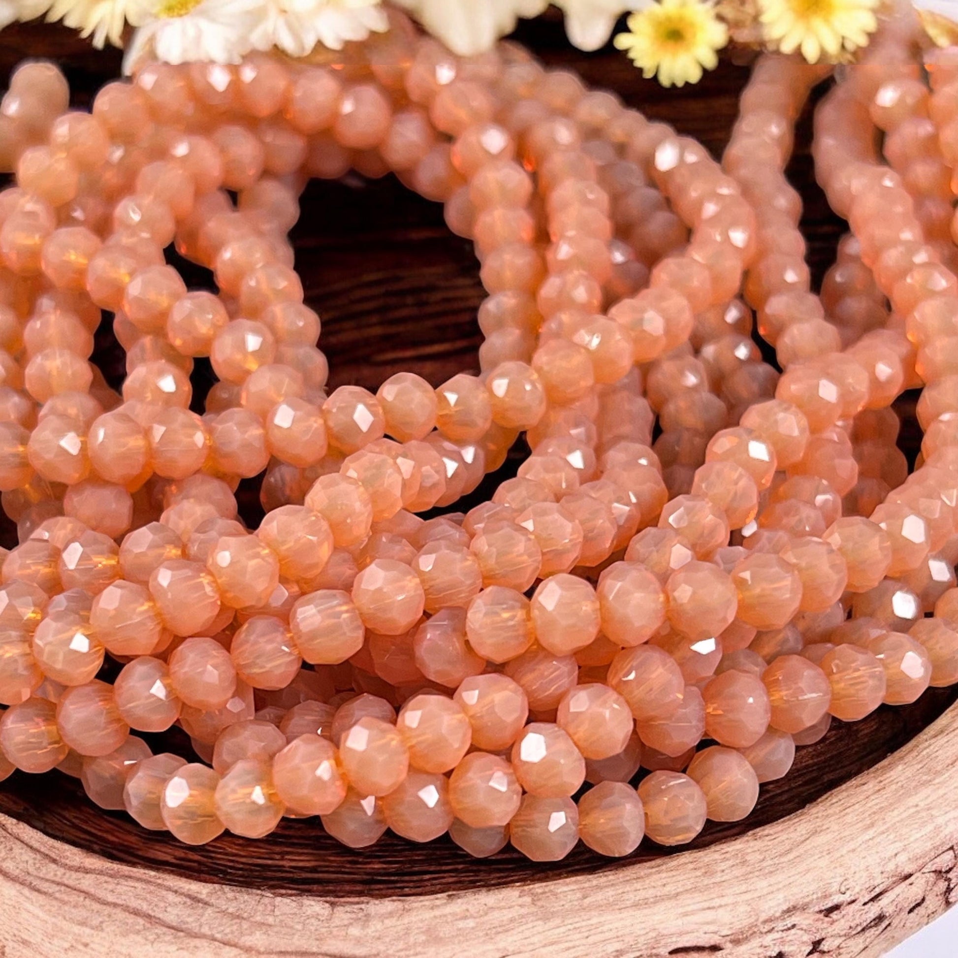 Butterscotch Orange 4x3mm Faceted Glass Beads, Milky Orange Opaline Rondelles (MilkyOrange-4) * 100 Beads