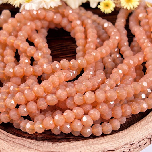 Butterscotch Orange 4x3mm Faceted Glass Beads, Milky Orange Opaline Rondelles (MilkyOrange-4) * 100 Beads