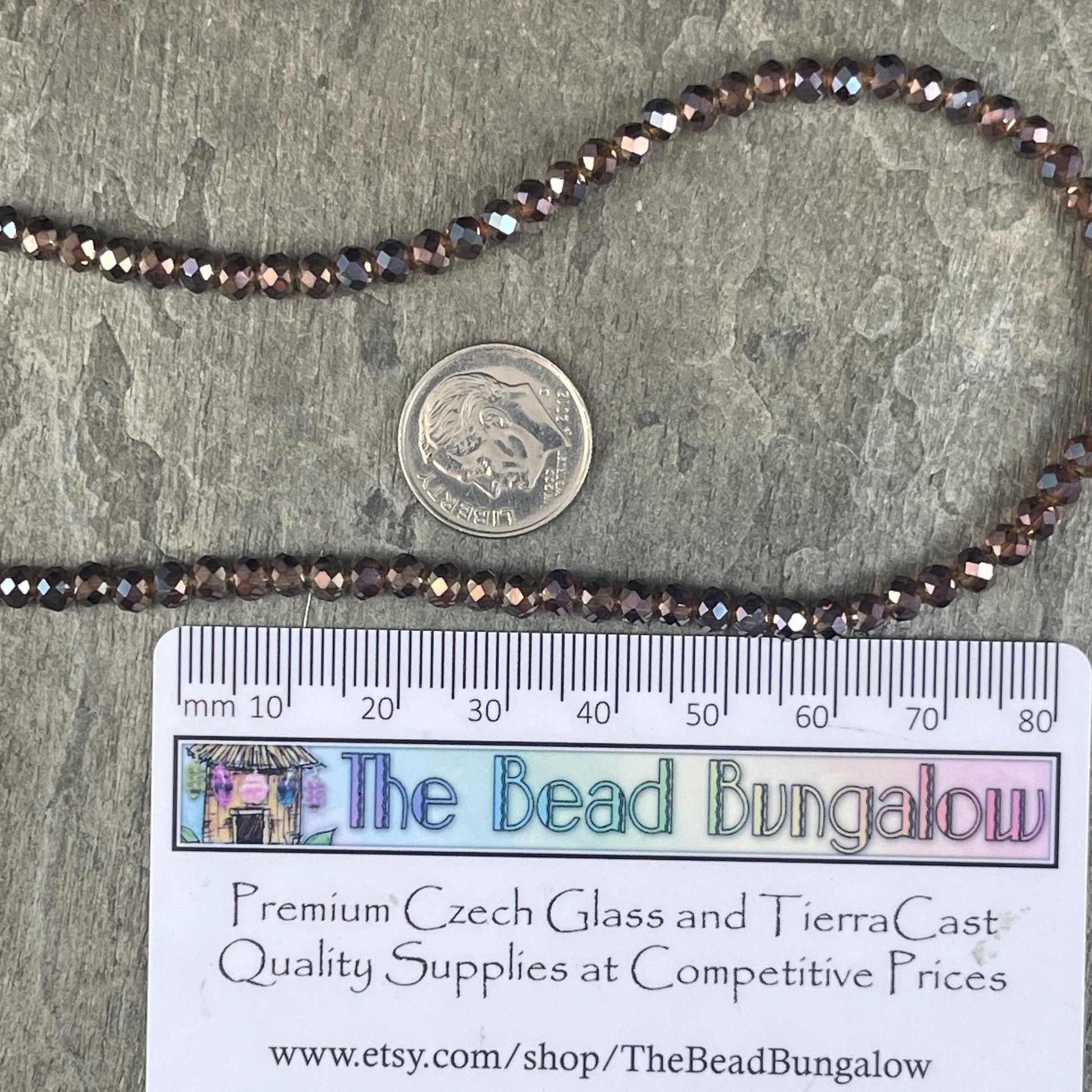 Transparent Brown 4x3mm Faceted Glass Beads, Dark Topaz with AB Finish (BrownAB-4) * 100 Beads