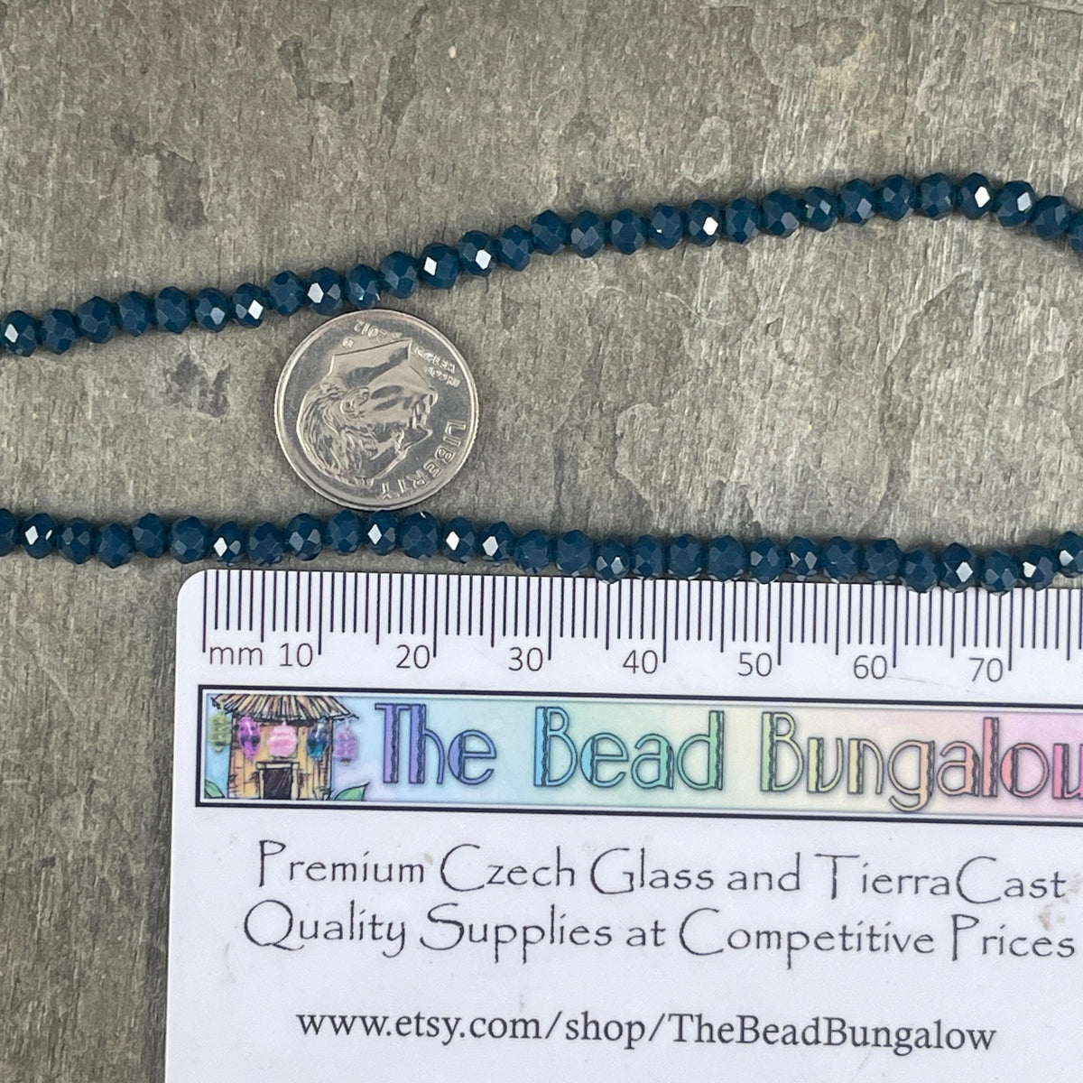 4x3mm Faceted Glass Beads, Navy Blue Rondelles (Navy-4) * 14" Strand