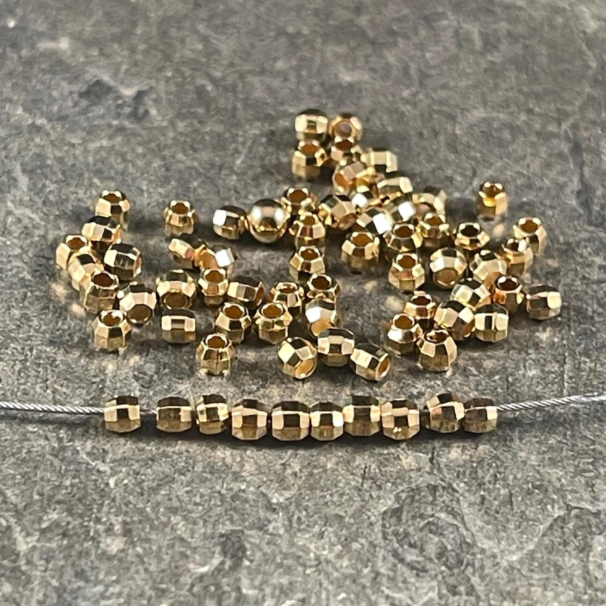 2.5mm TINY Faceted Beads, Nickel Free 24k Gold Plated Zamak, Gold Faceted Beads (PF/792-25-12) * Qty. 50
