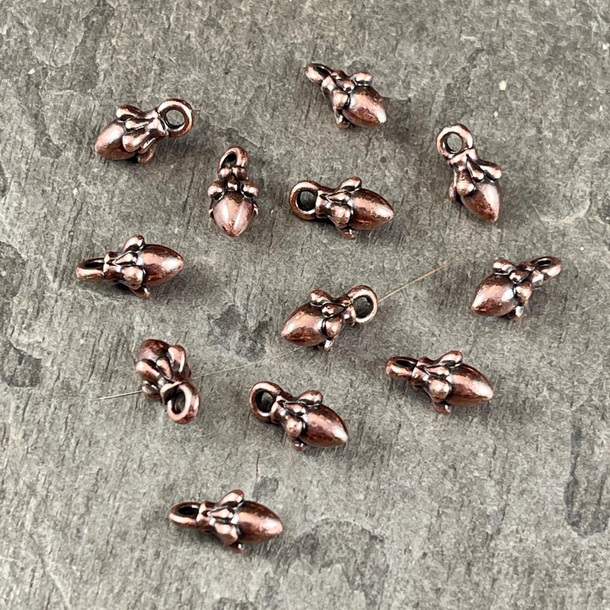 TierraCast Acorn Charm, 10x5mm Antiqued Copper Charm, Nature Theme, New Blossom Collection (PF/1047-87) * Qty. 10