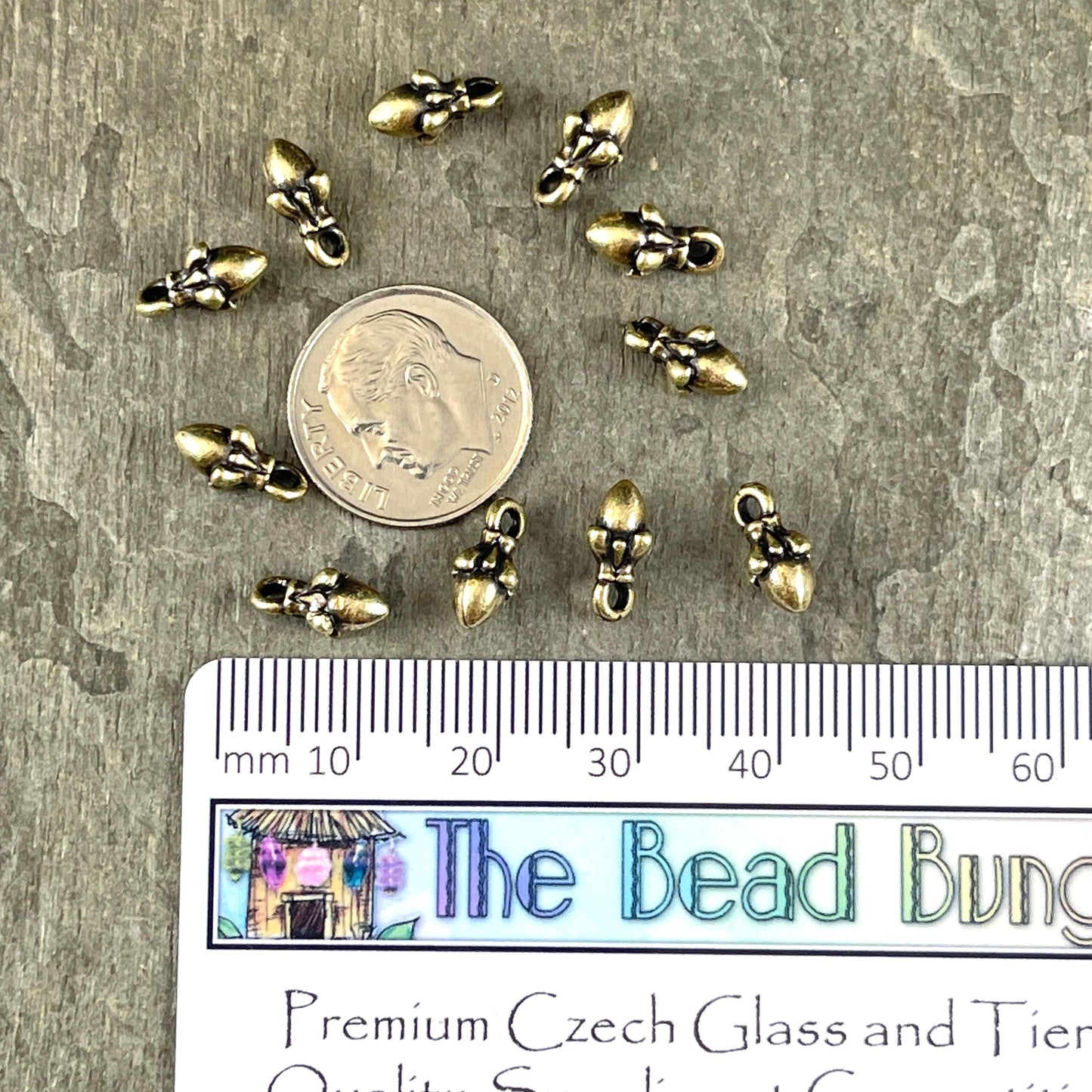 TierraCast Acorn Charm, 10x5mm Antiqued Brass Charm, Nature Theme, New Blossom Collection (PF/1047-57) * Qty. 10