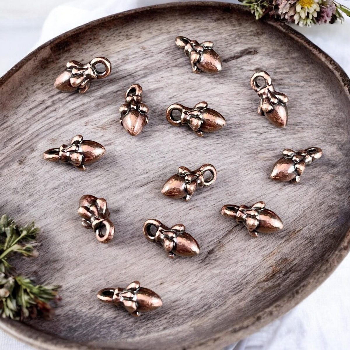 TierraCast Acorn Charm, 10x5mm Antiqued Copper Charm (PF/1047-87) * Qty. 10