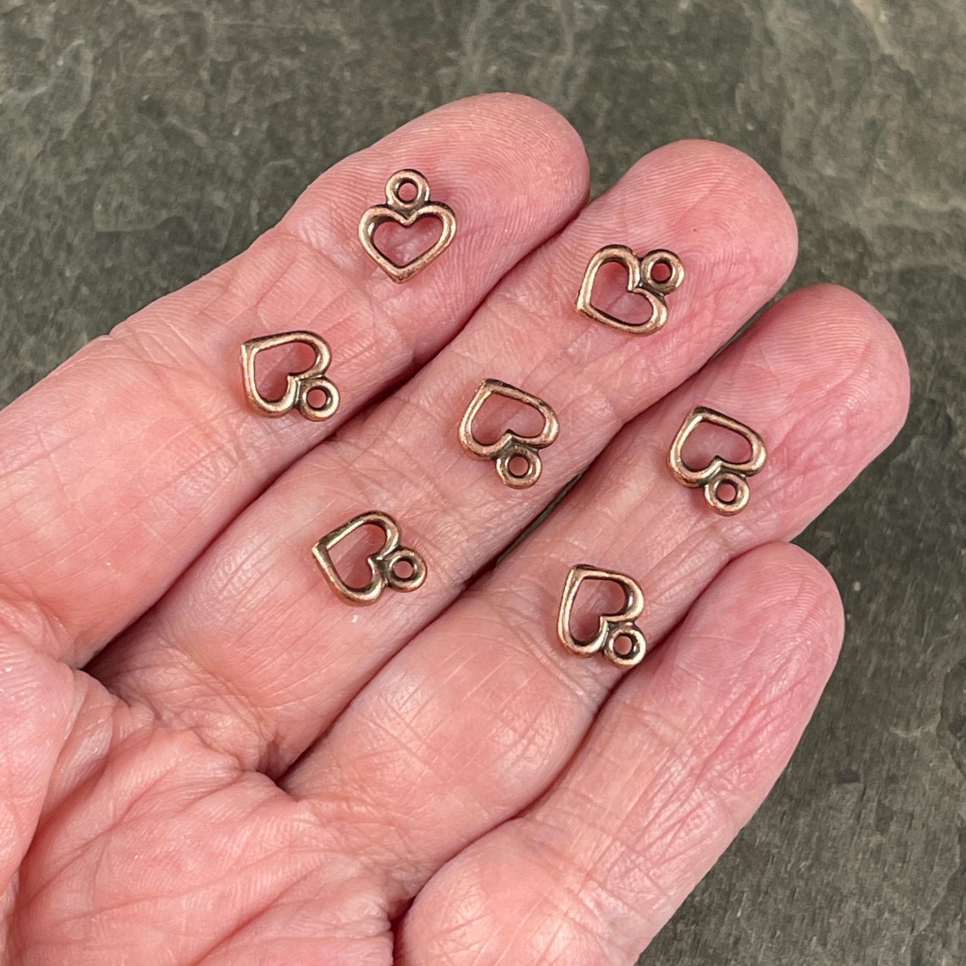 TierraCast Open Heart Charm, Small Heart Charms for Charm Bracelet, Earring Charms (PF/442-87) * Qty. 10