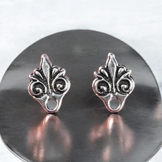 TierraCast Vignette Earring Post, Antiqued Silver with Titanium Post Earring (PF/1046-77) * Qty. 4