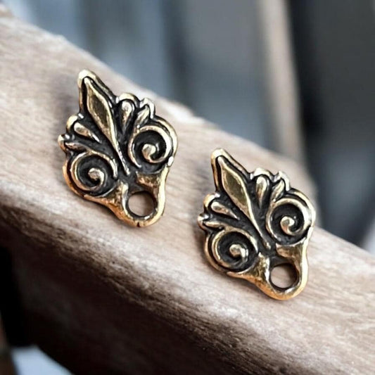 TierraCast Vignette Earring Post, Antiqued Brass Titanium Post Earring (PF/428-57) * Qty. 4