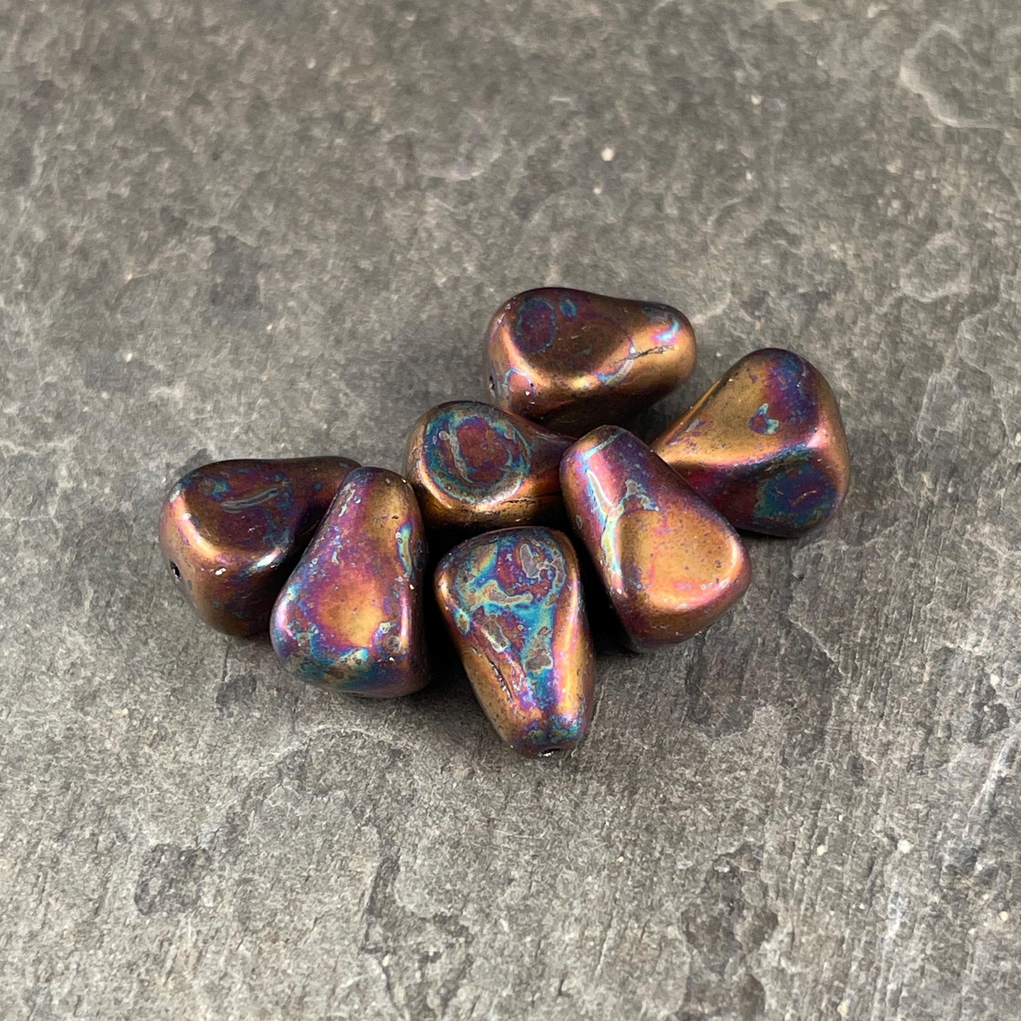 Czech Glass Beads - Raku Bronze Old Style Teardrop, Elegant Teardrop Bead (Drop/Raku) * Qty. 8