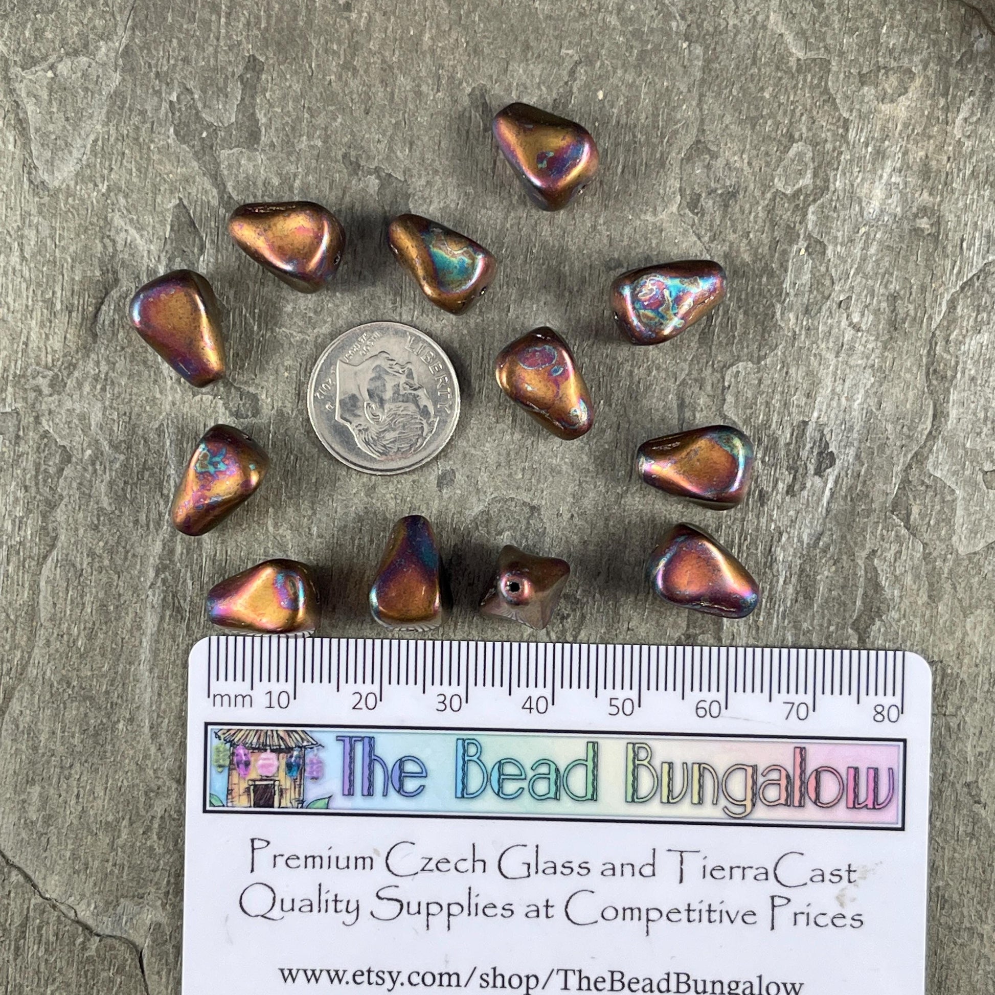 Czech Glass Beads - Raku Bronze Old Style Teardrop, Elegant Teardrop Bead (Drop/Raku) * Qty. 8