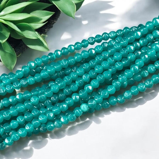Czech Glass Beads - 3mm English Cut, Atlantic Green Beads, Small Milky Green (EC3/SM-52060) * Qty. 50