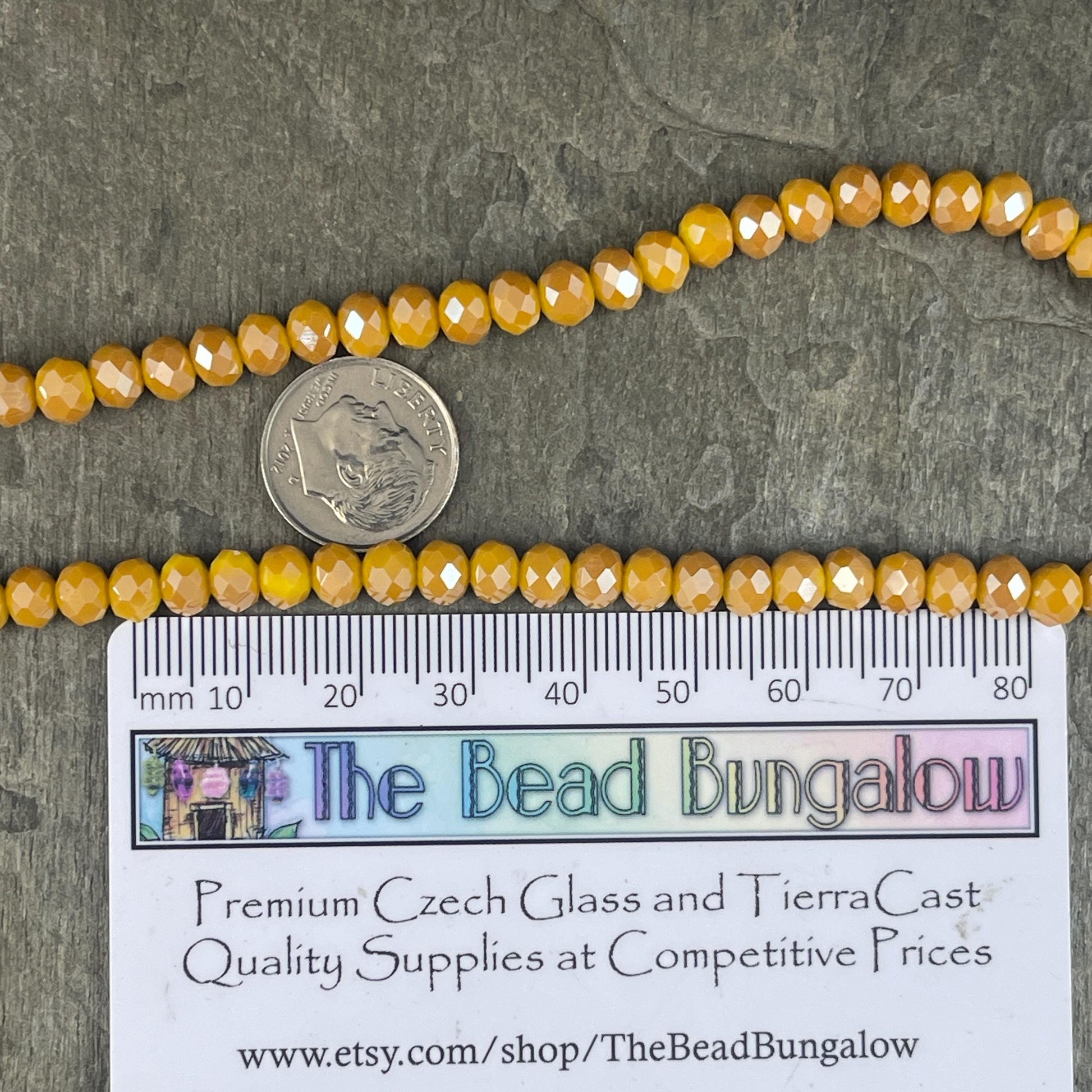 6x5mm Faceted Glass Beads, Marigold Yellow AB Faceted Rondelles (MarigoldAB-6) * 80 Beads