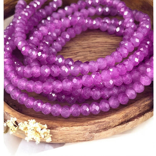 6x5mm Faceted Glass Beads, Lilac Purple Rondelles, Orchid Purple (Orchid) * 80 Beads