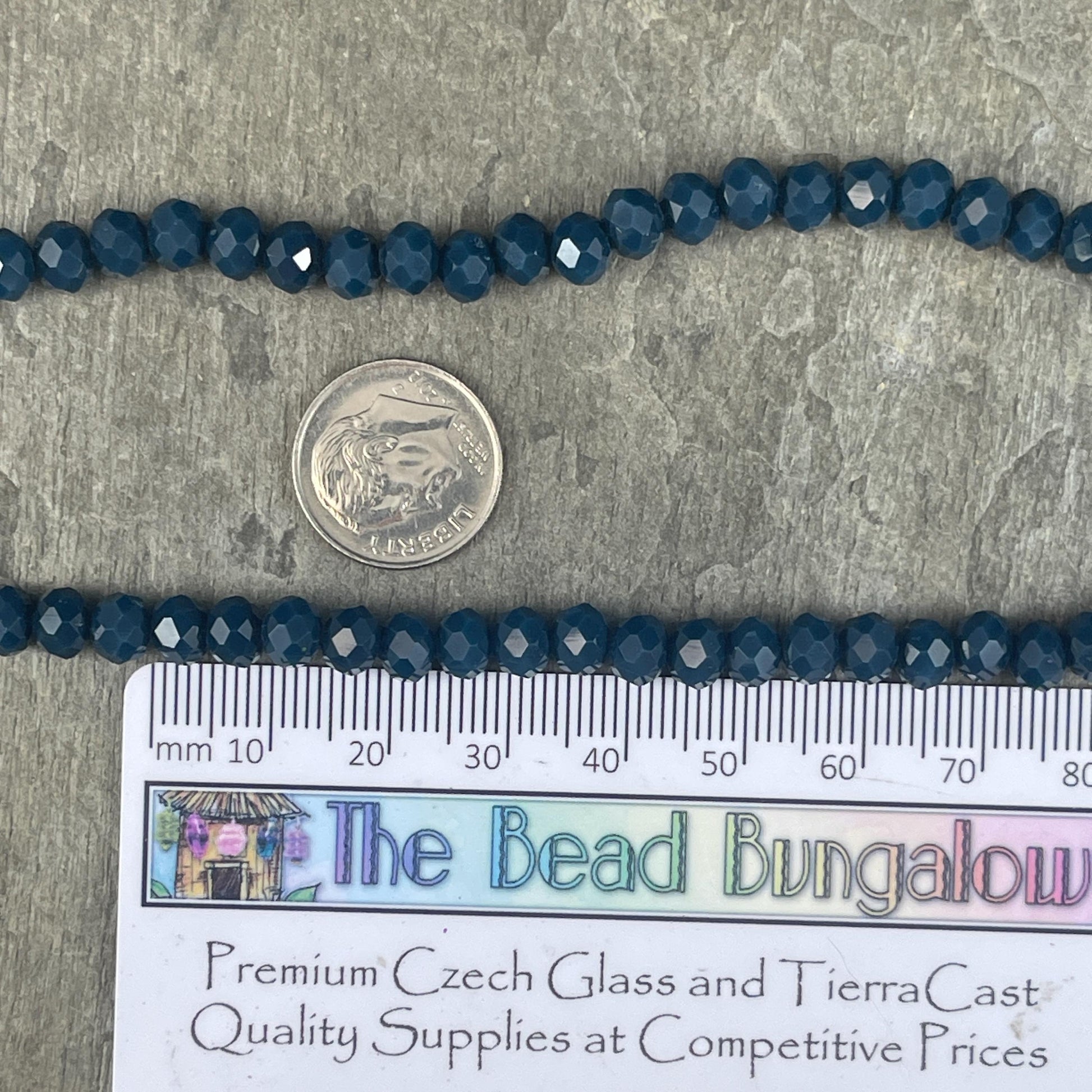 6x5mm Faceted Glass Beads, Opaque Navy Blue Rondelles (Navy-6) * 80 Beads